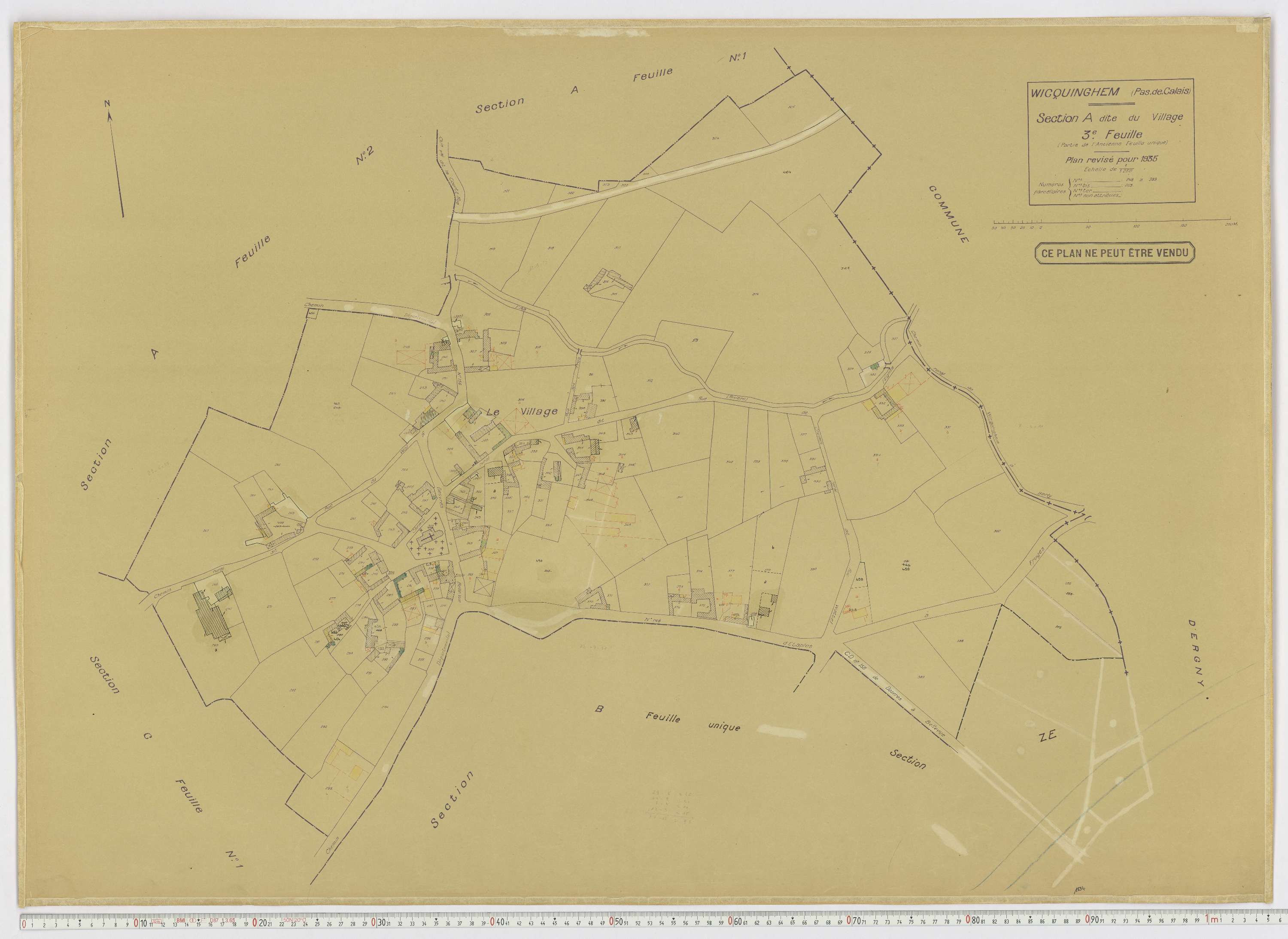 Wicquinghem - Section A, feuille 3.