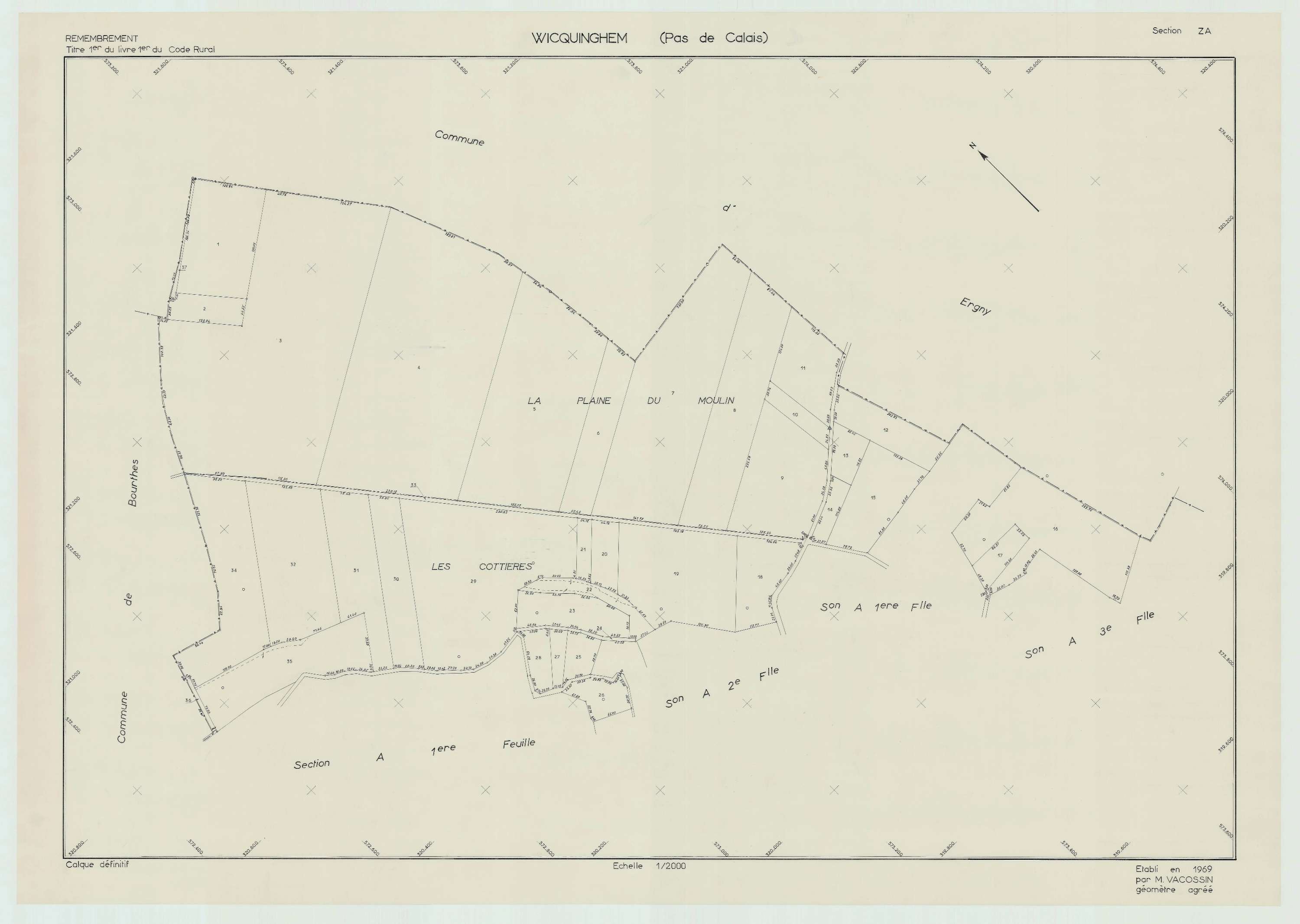 Wicquinghem - Plan de remembrement : section ZA.
