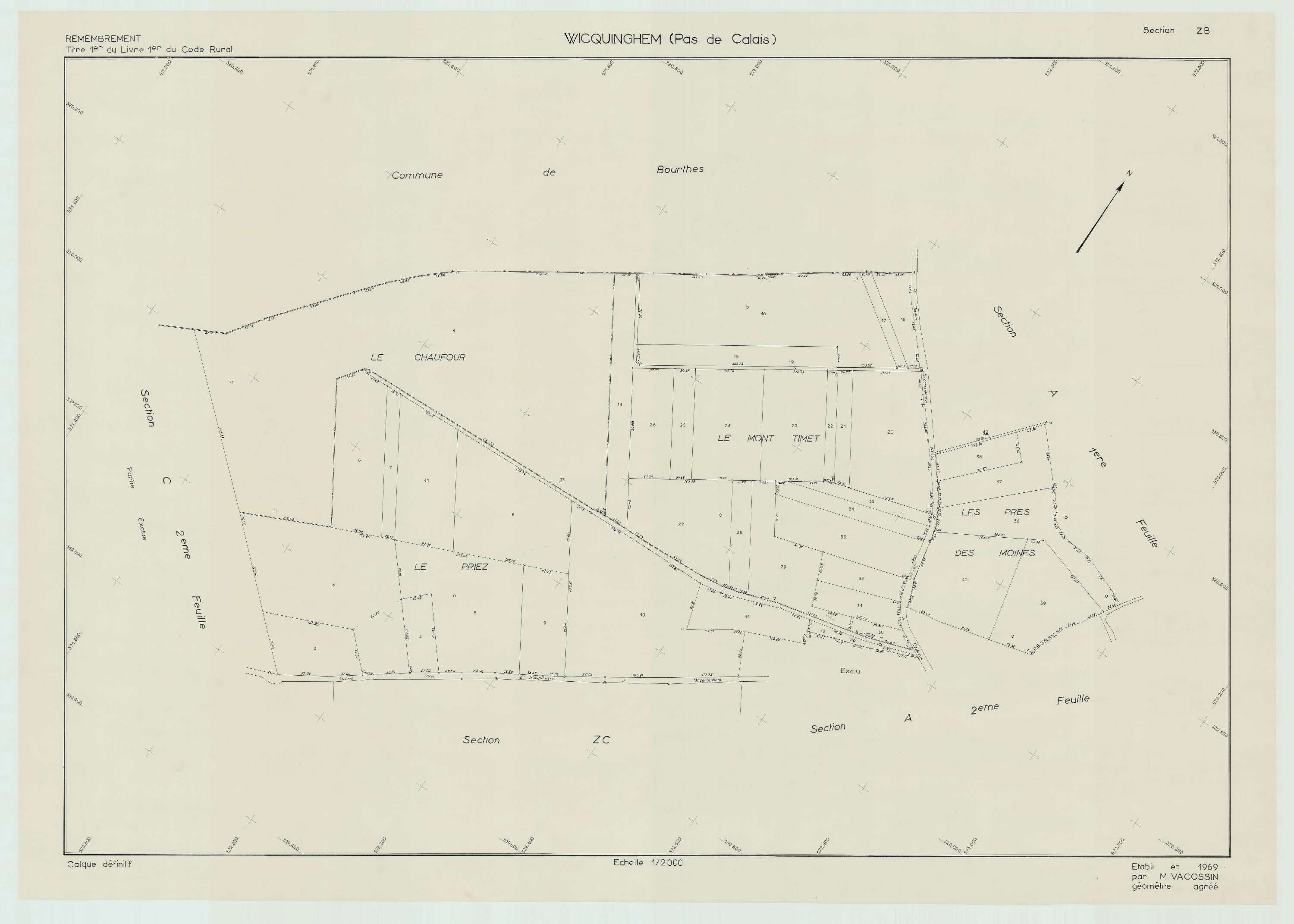 Wicquinghem - Plan de remembrement : section ZB.