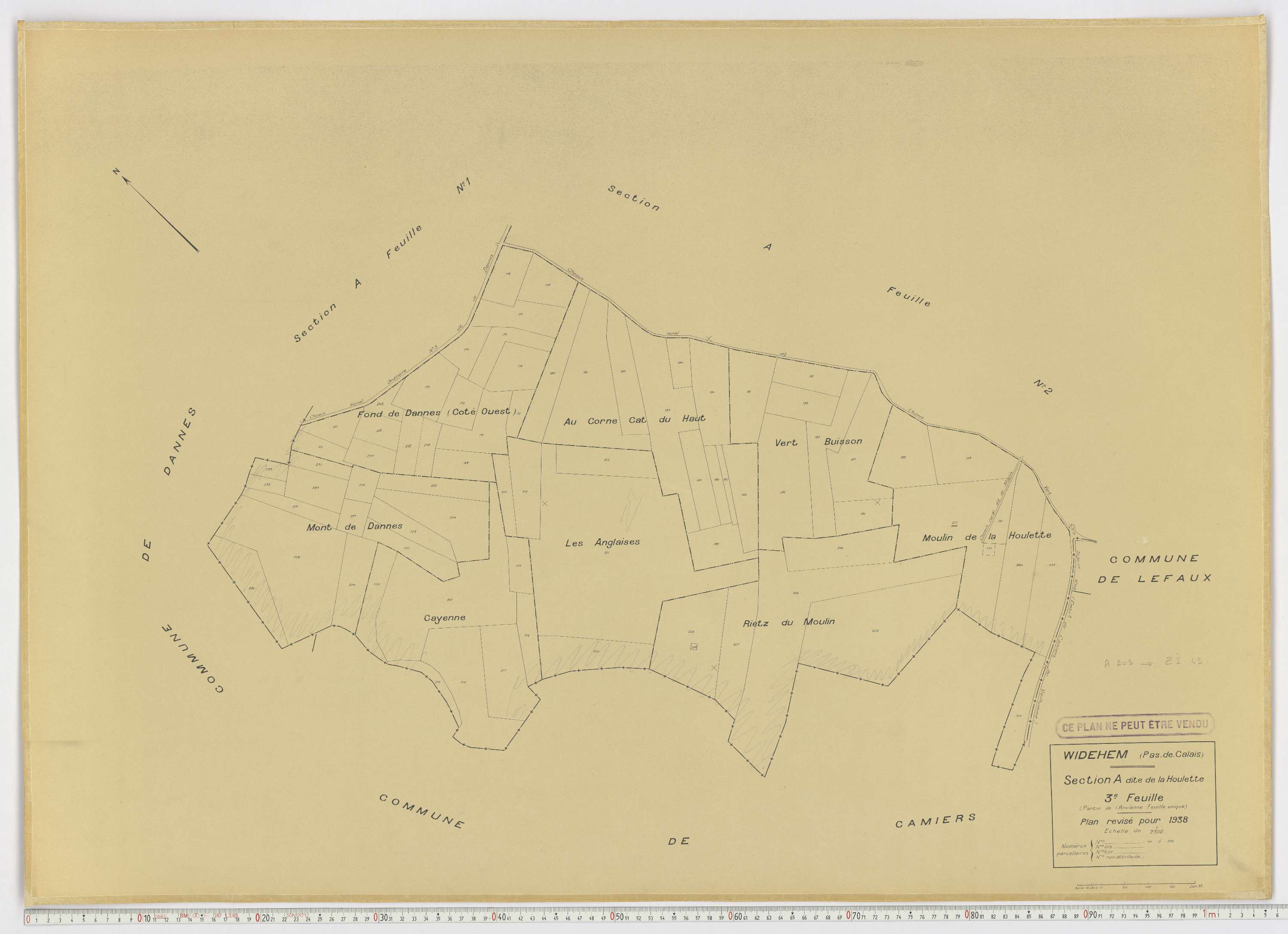 Widehem - Section A, feuille 3.