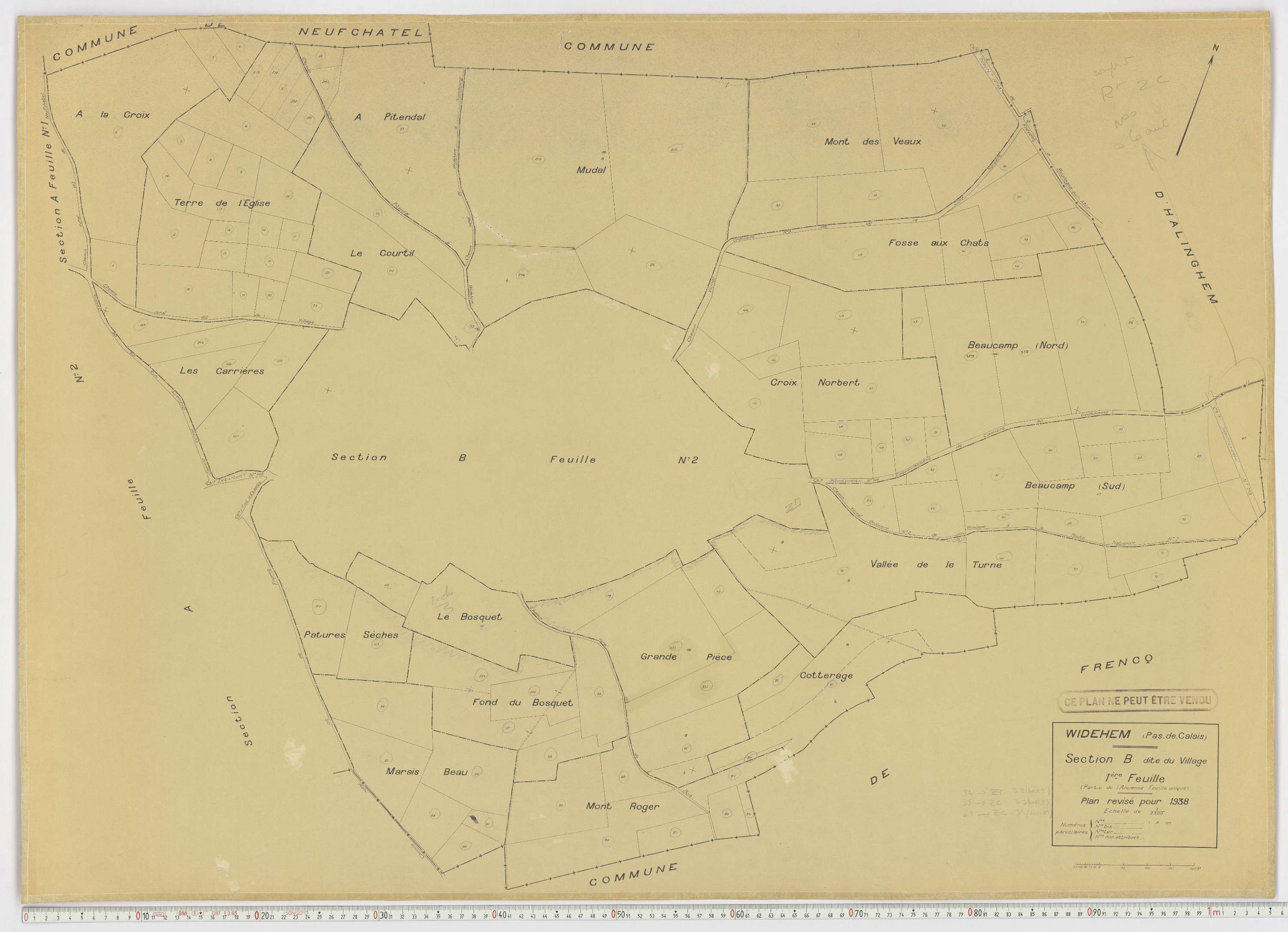 Widehem - Section B, feuille 1.