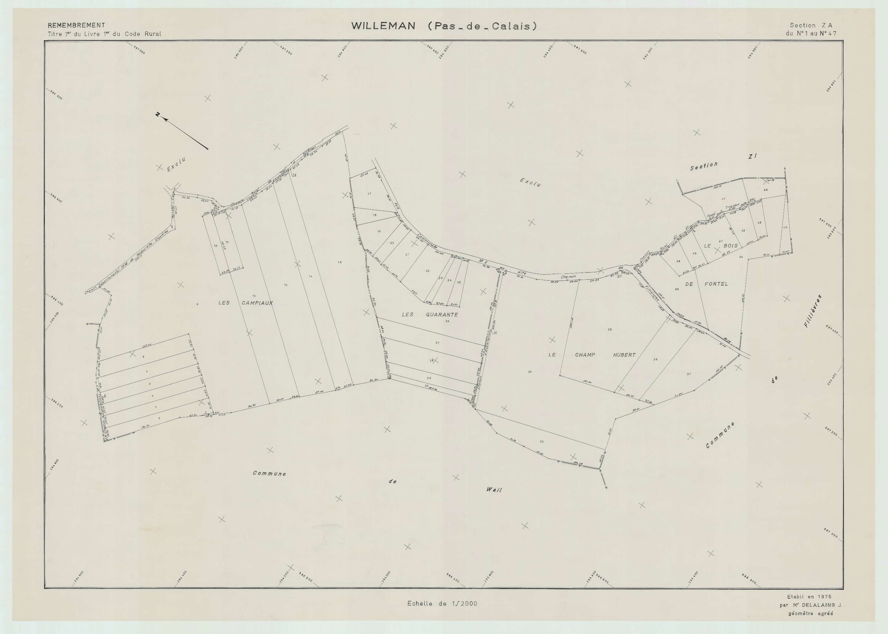 Willeman - Plan de remembrement : section ZA.