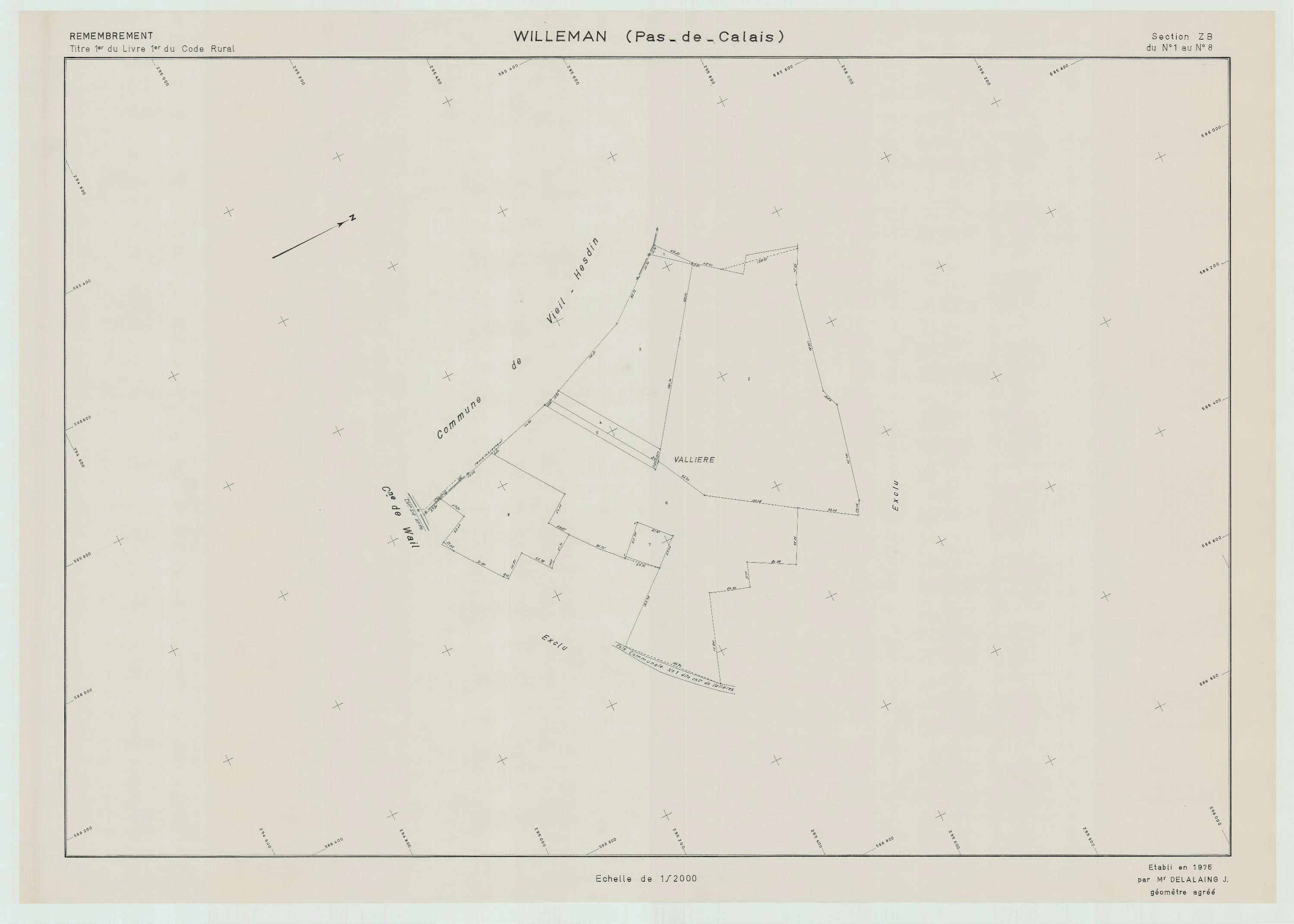 Willeman - Plan de remembrement : section ZB.