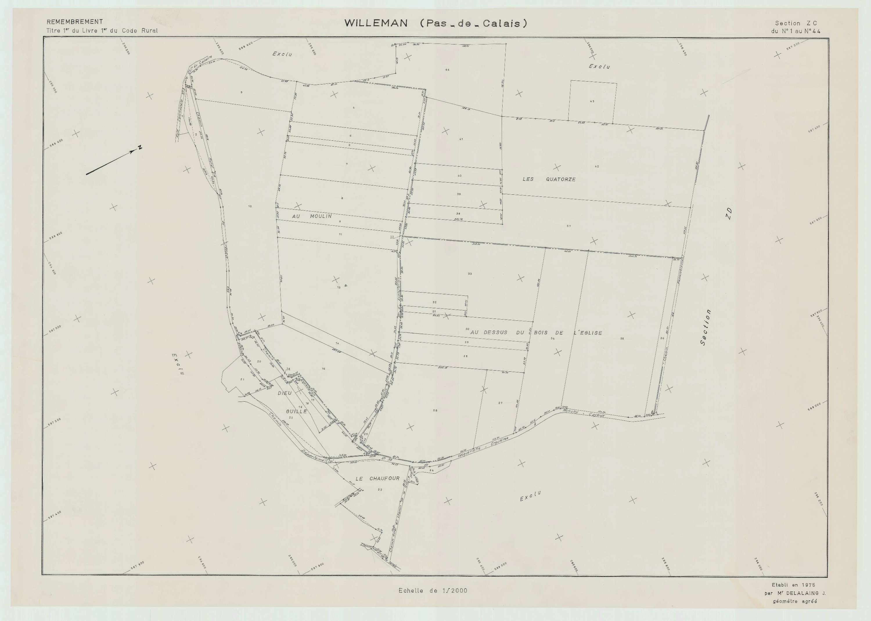 Willeman - Plan de remembrement : section ZC.