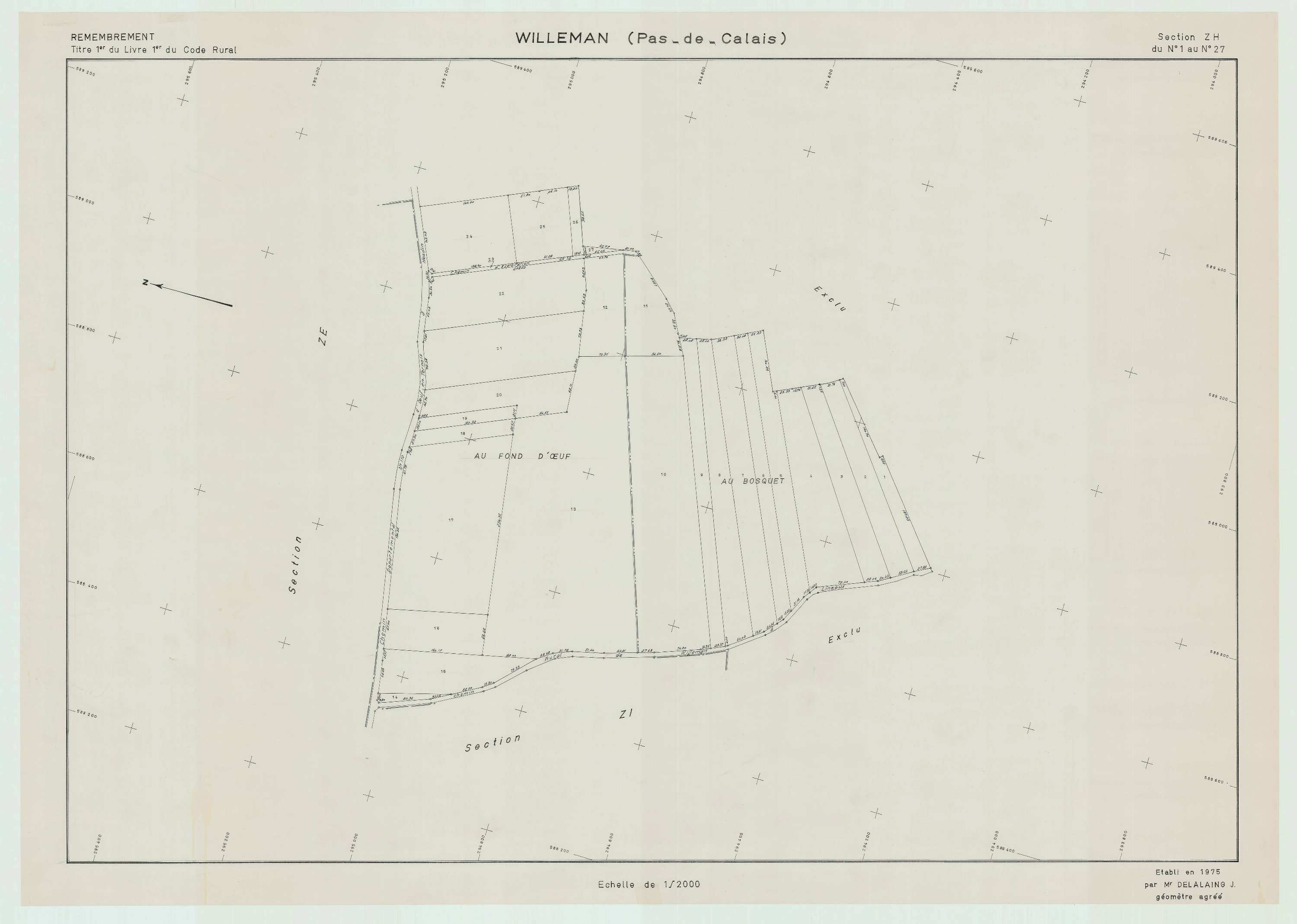 Willeman - Plan de remembrement : section ZH.