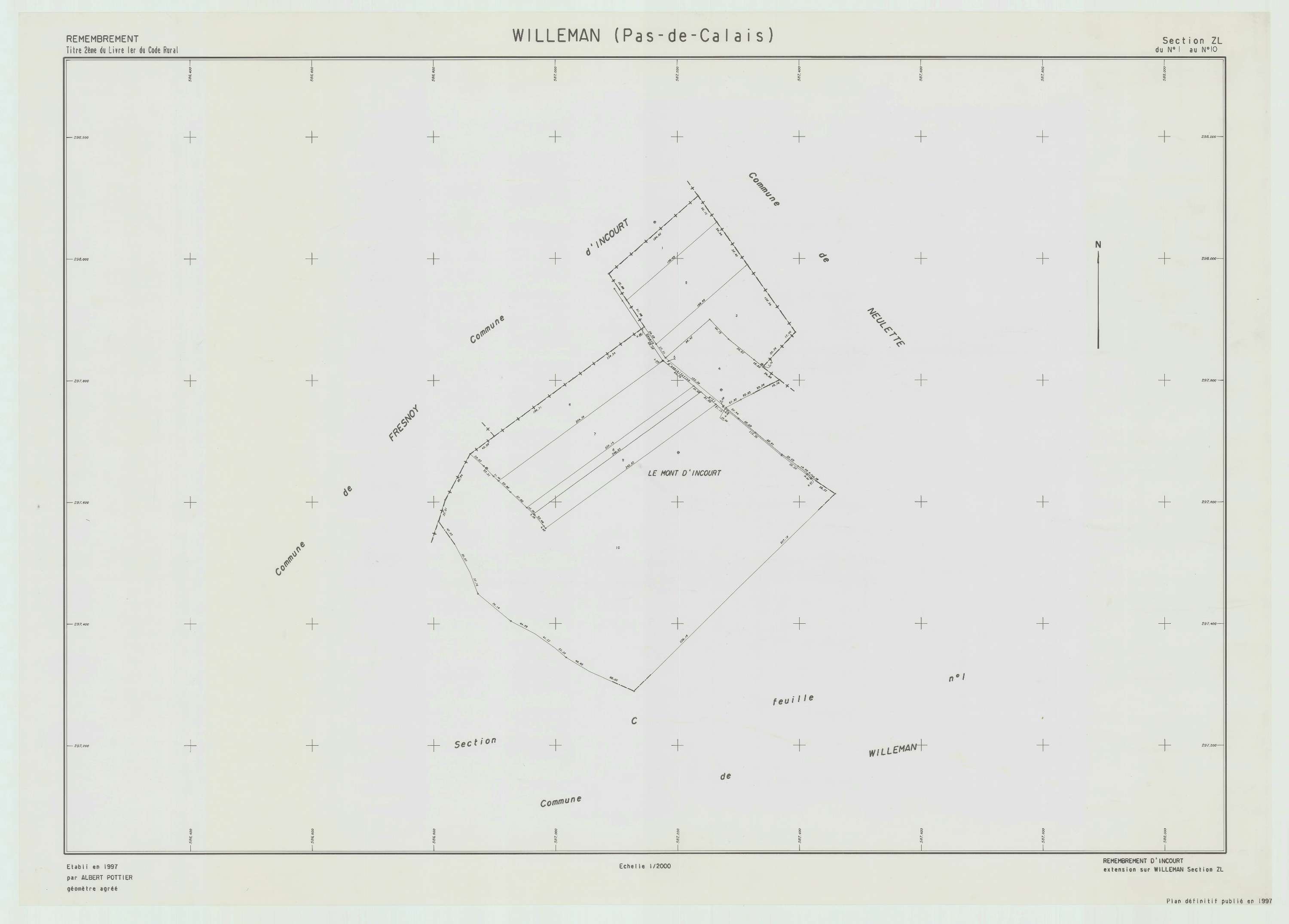 Willeman - Plan de remembrement : section ZL.