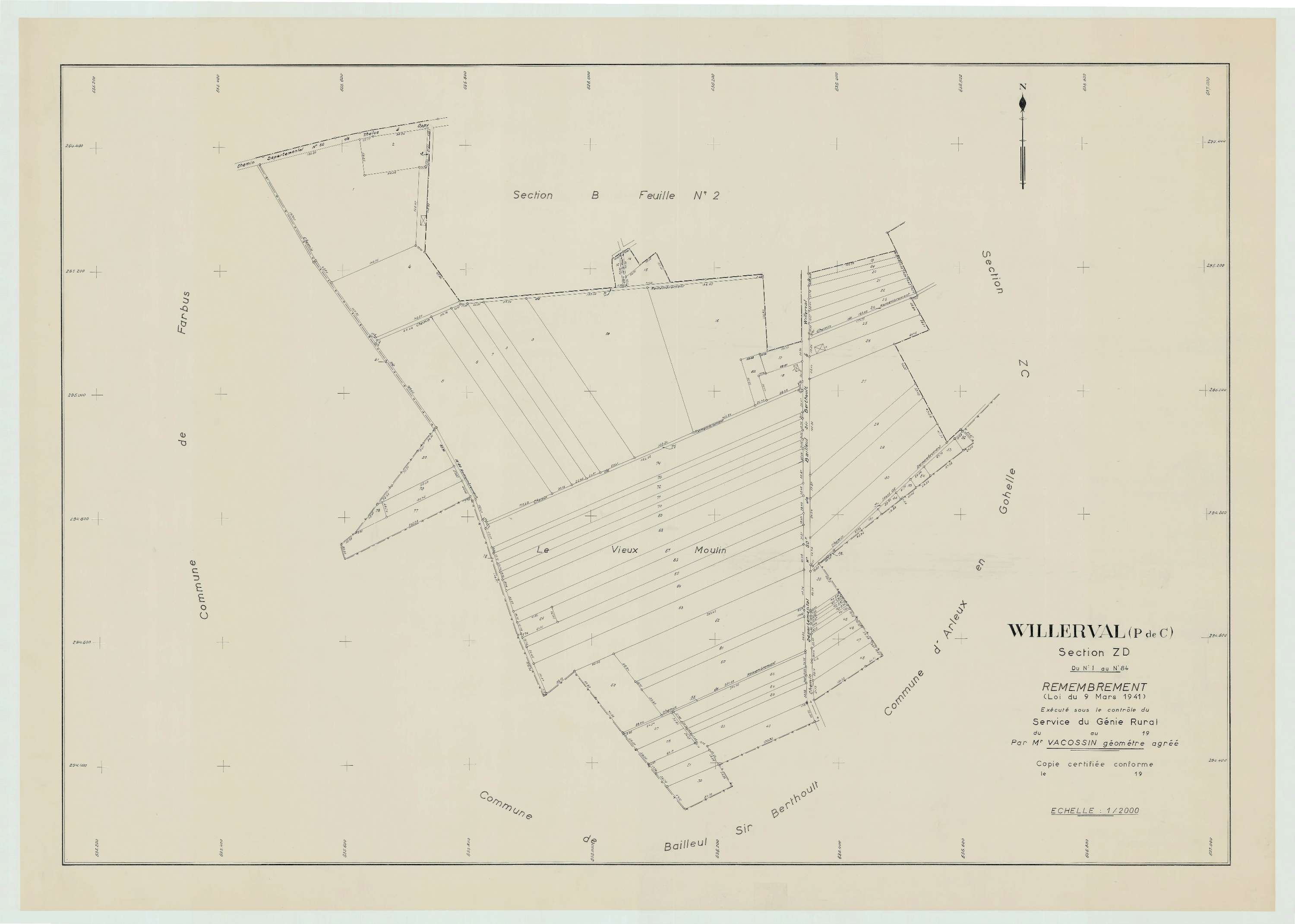 Willerval - Plan de remembrement : section ZD.