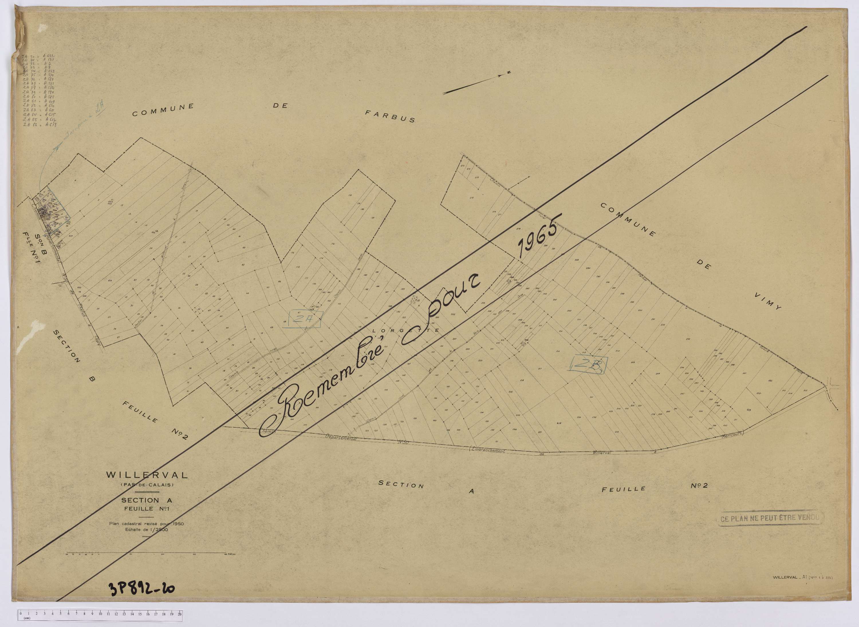 Willerval - Section A, feuille 1.