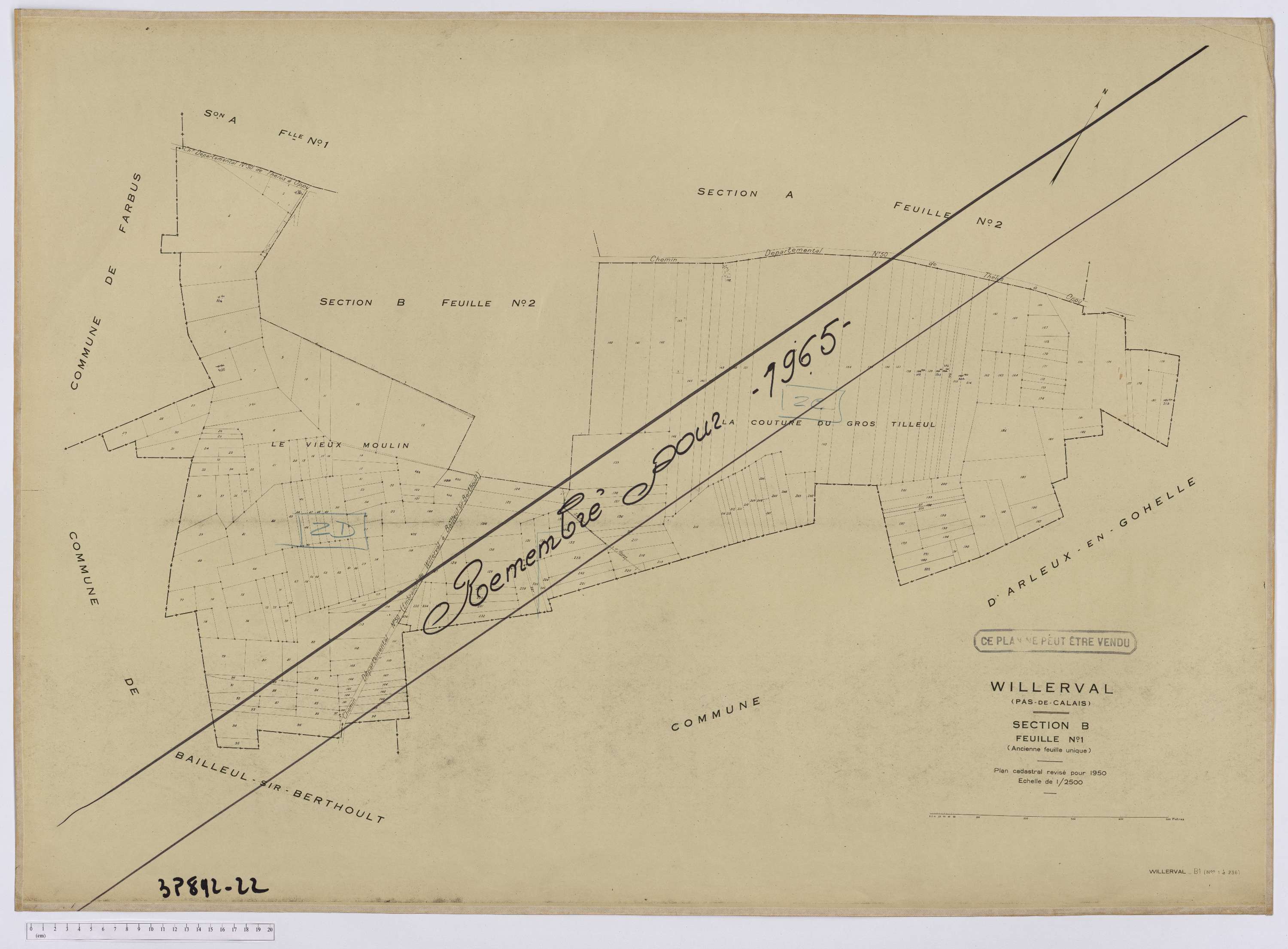 Willerval - Section B, feuille 1.