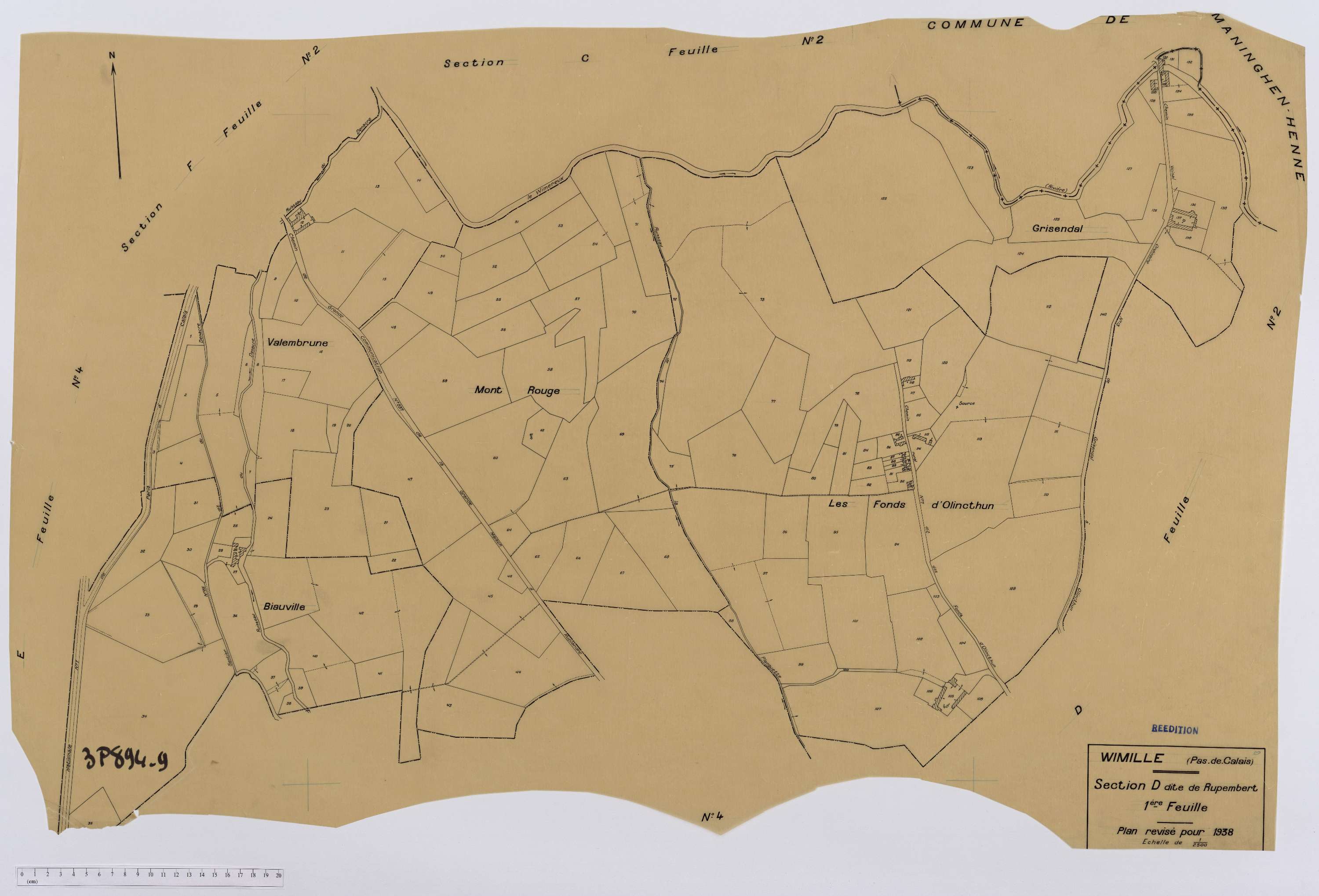 Wimille - Section D, feuille 1.