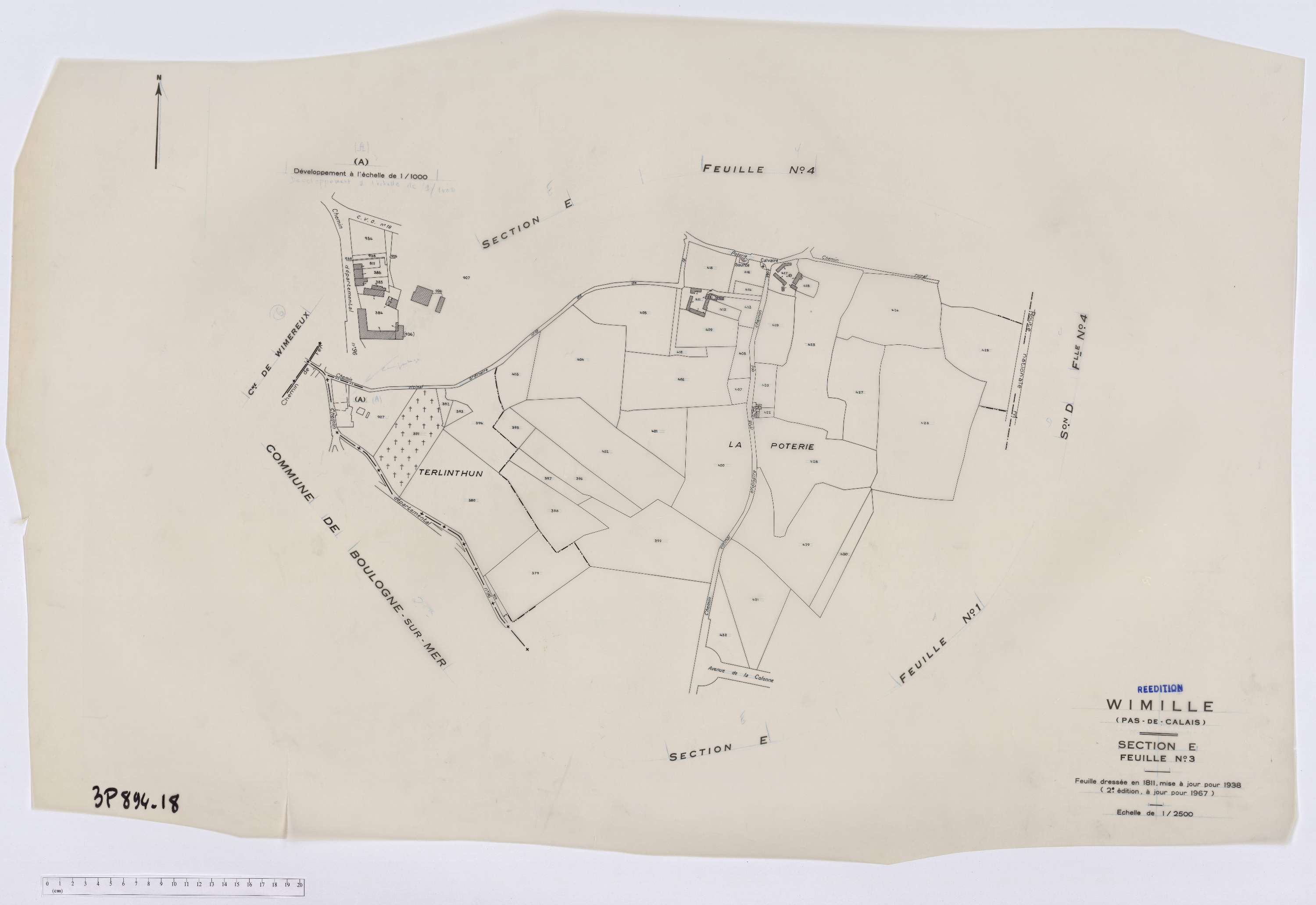 Wimille - Section E, feuille 3.