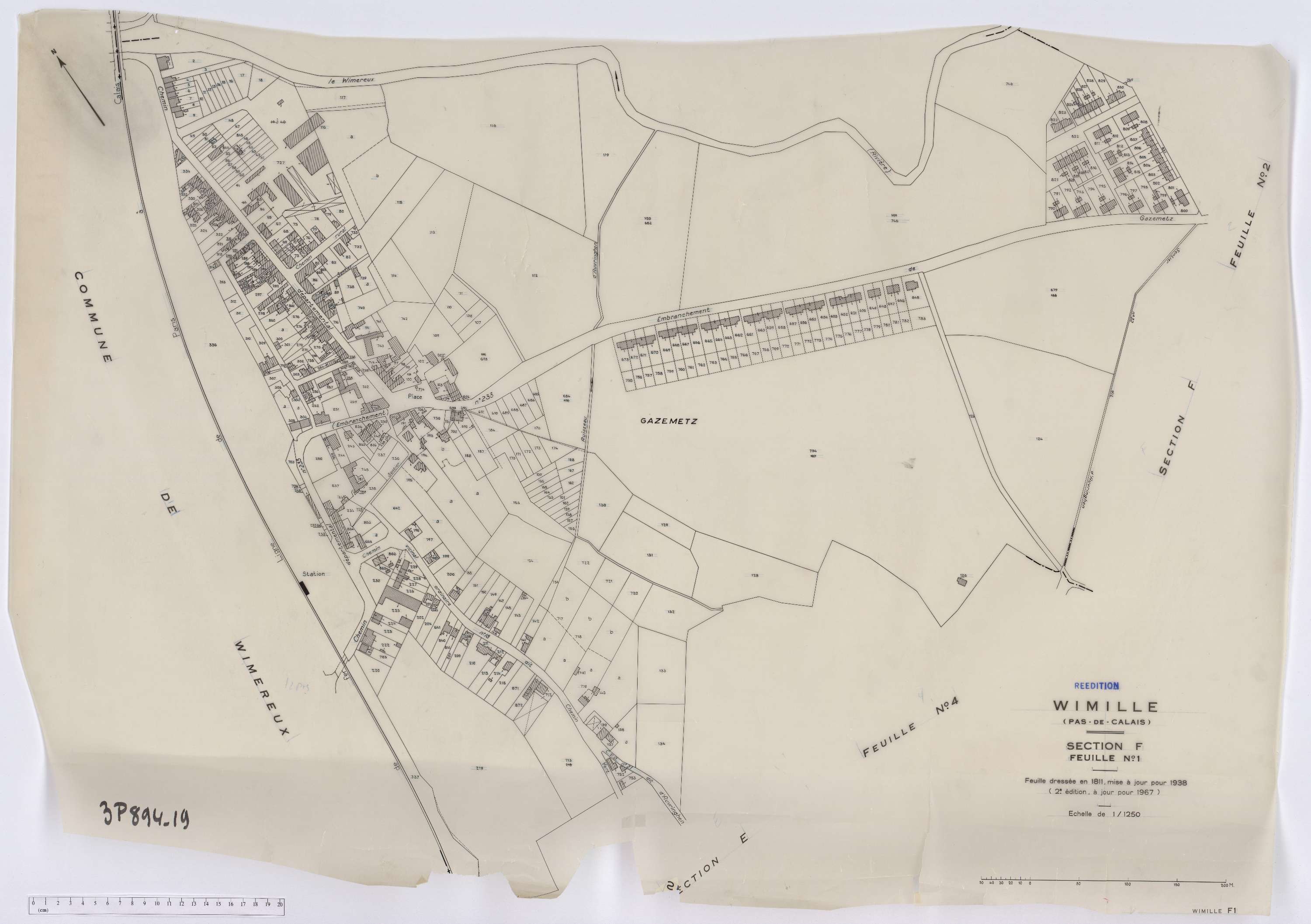 Wimille - Section F, feuille 1.