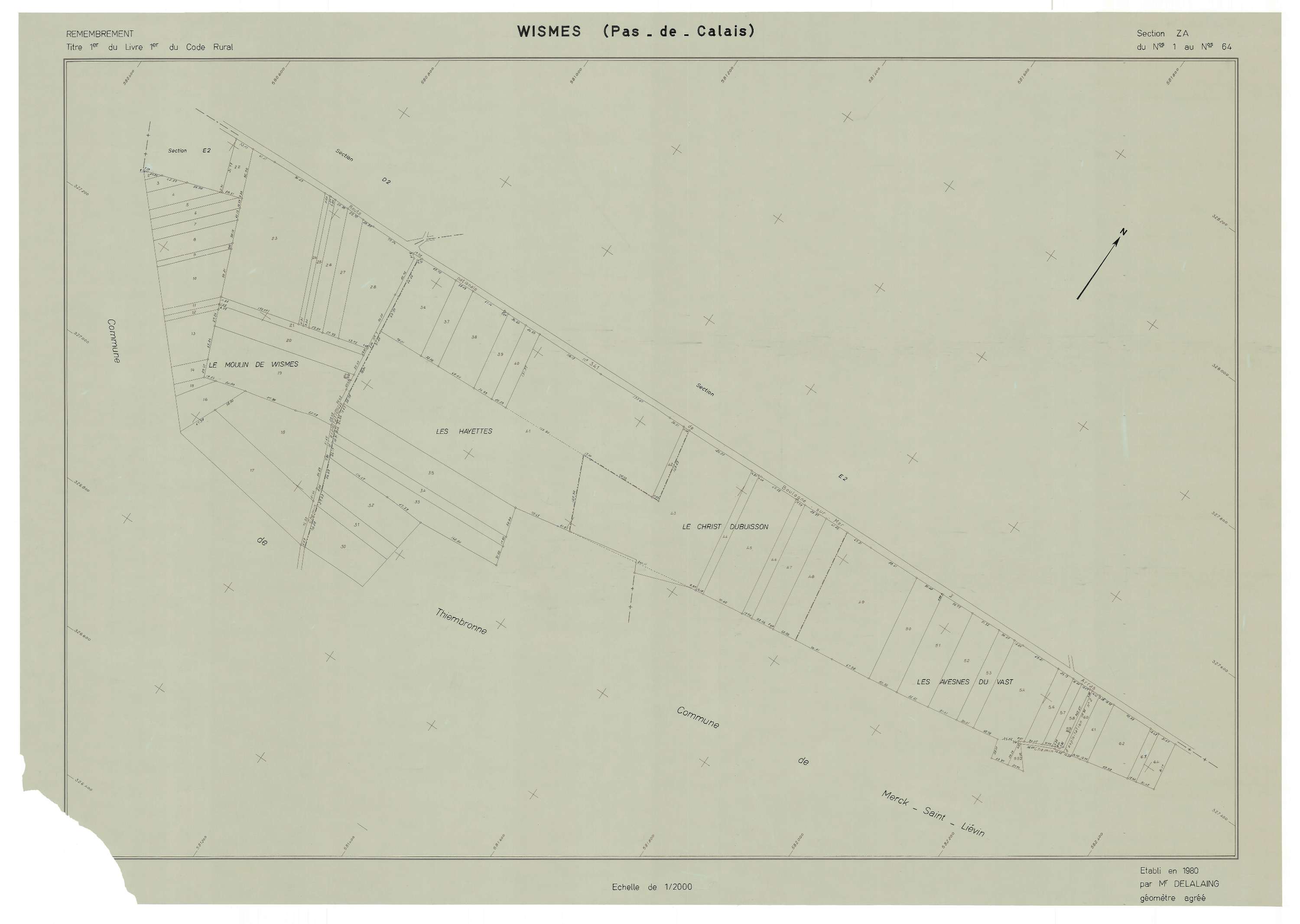 Wismes - Plan de remembrement : section ZA.