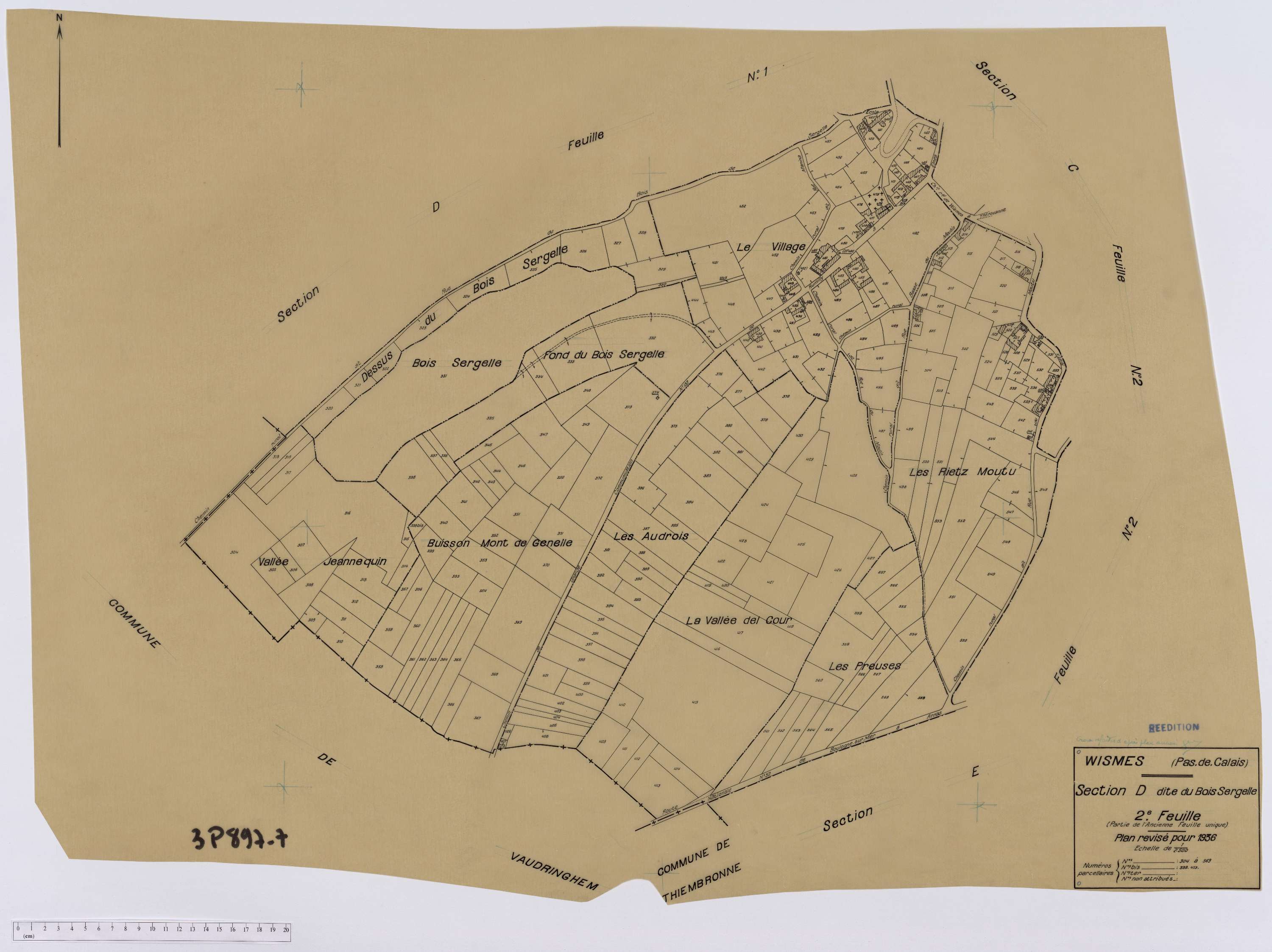 Wismes - Section D, feuille 2.