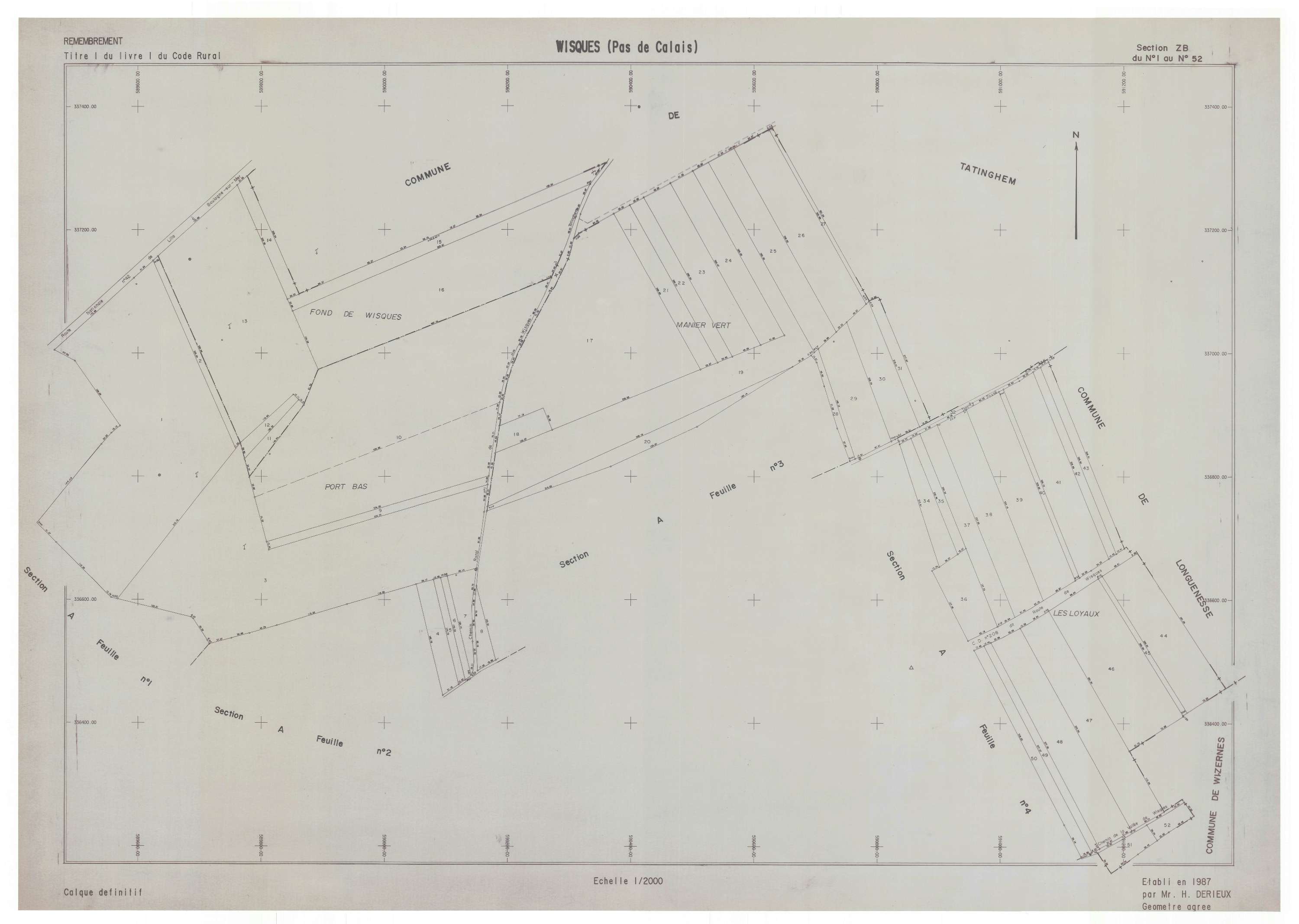 Wisques - Plan de remembrement : section ZB.