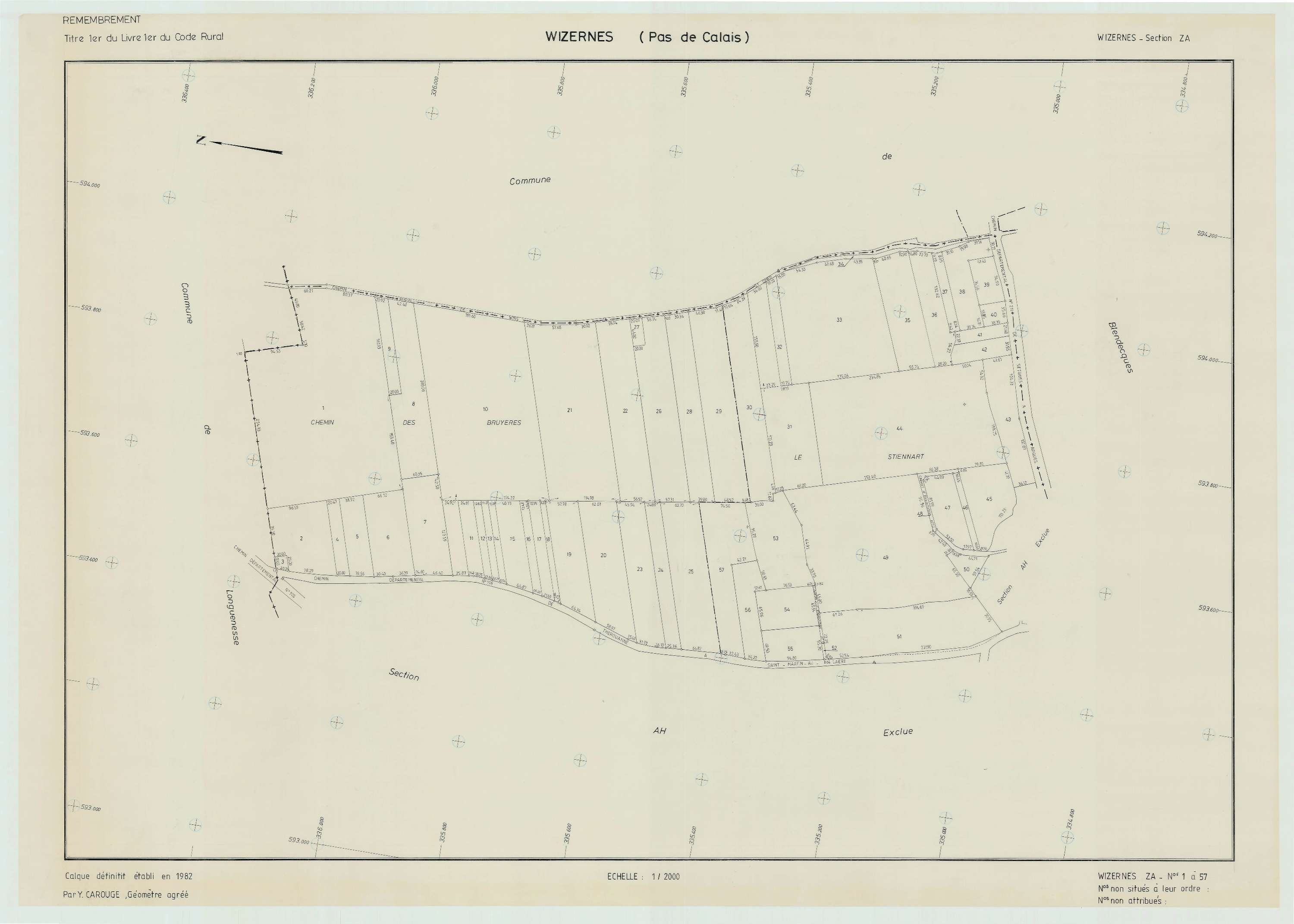 Wizernes - Plan de remembrement : section ZA.