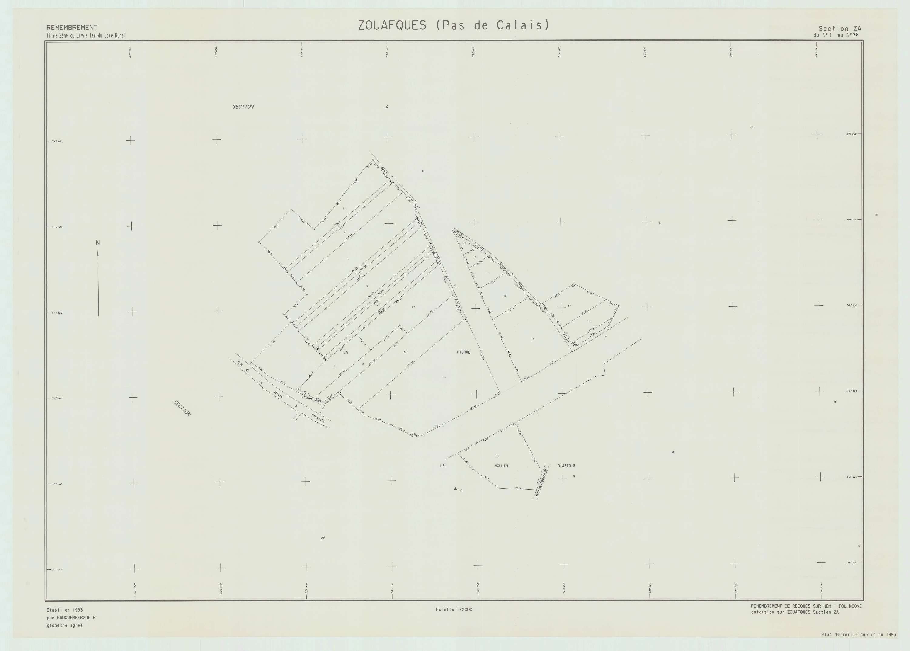 Zouafques - Plan de remembrement : section B.