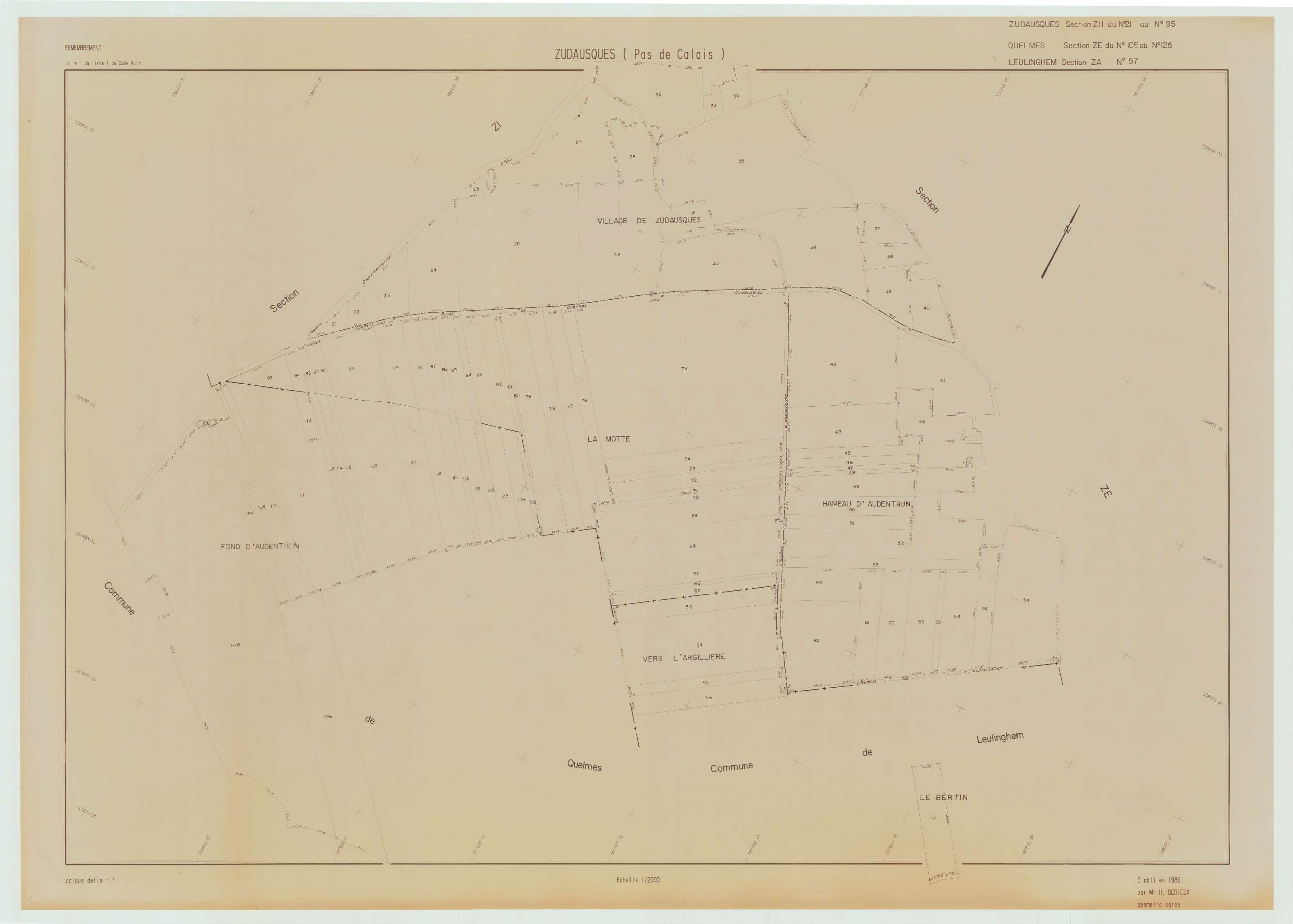 Zudausques - Plan de remembrement : section ZH.