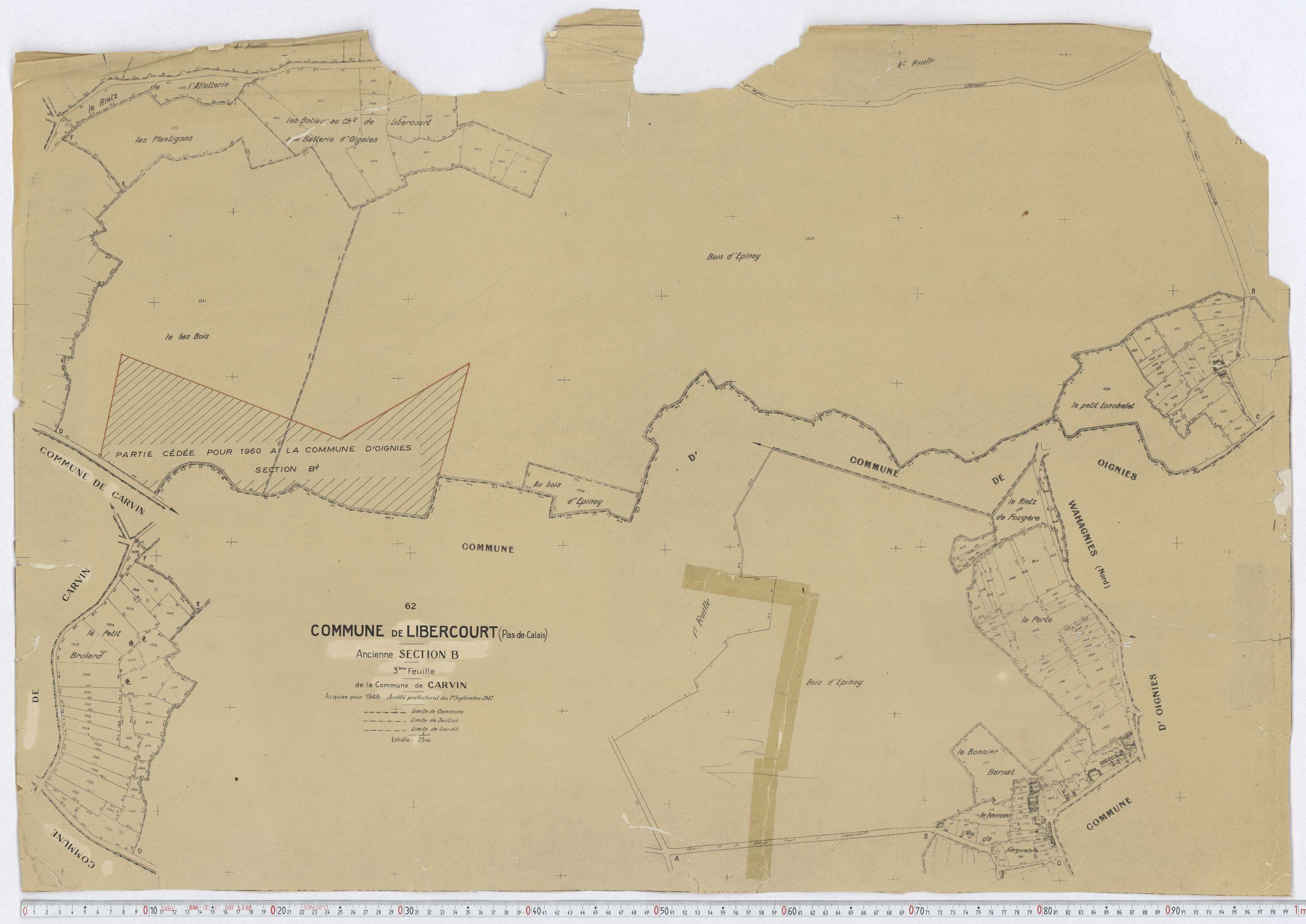 Libercourt - Section B, feuille 3.