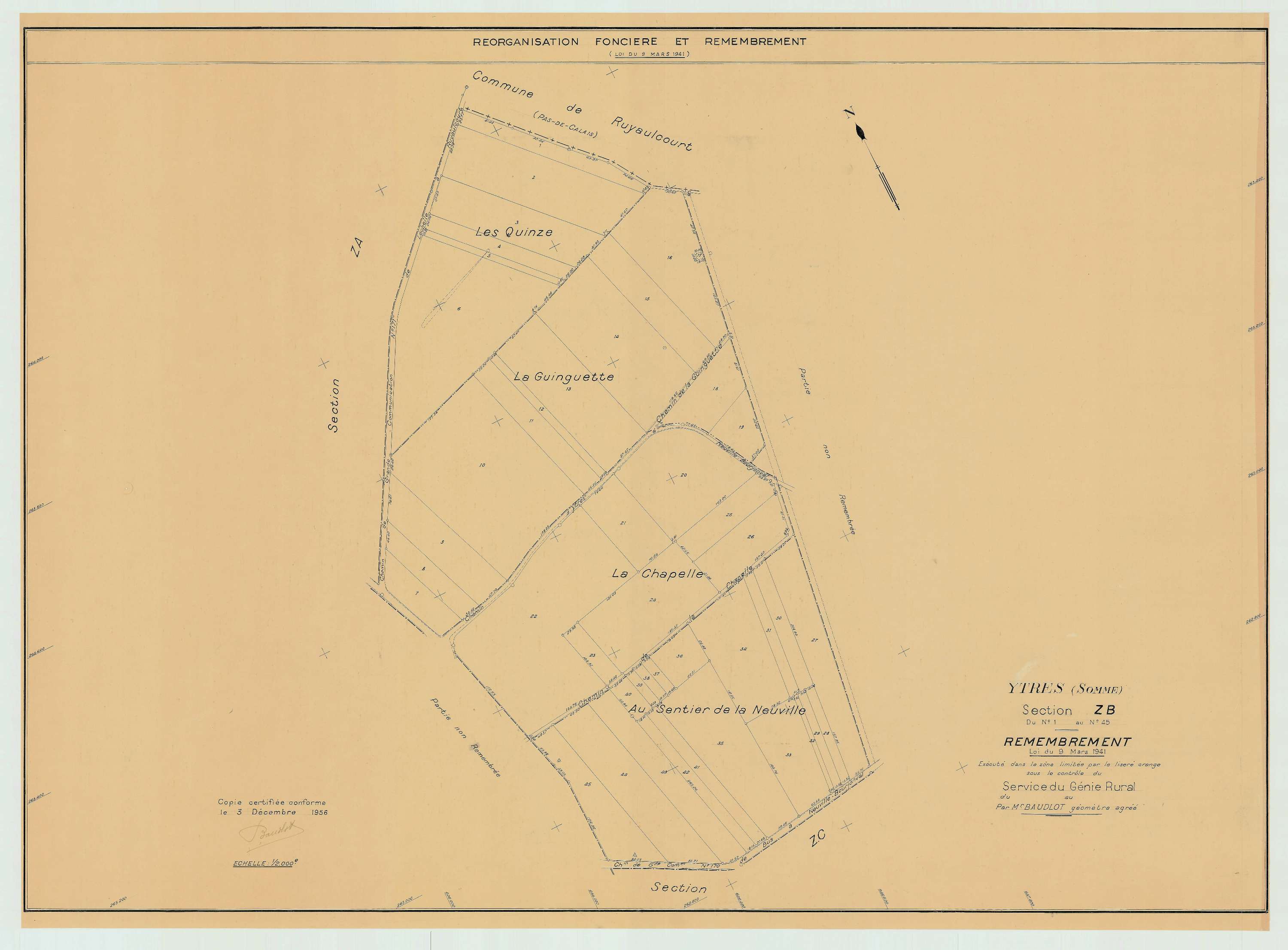 Ytres - Plan de remembrement : section ZB.