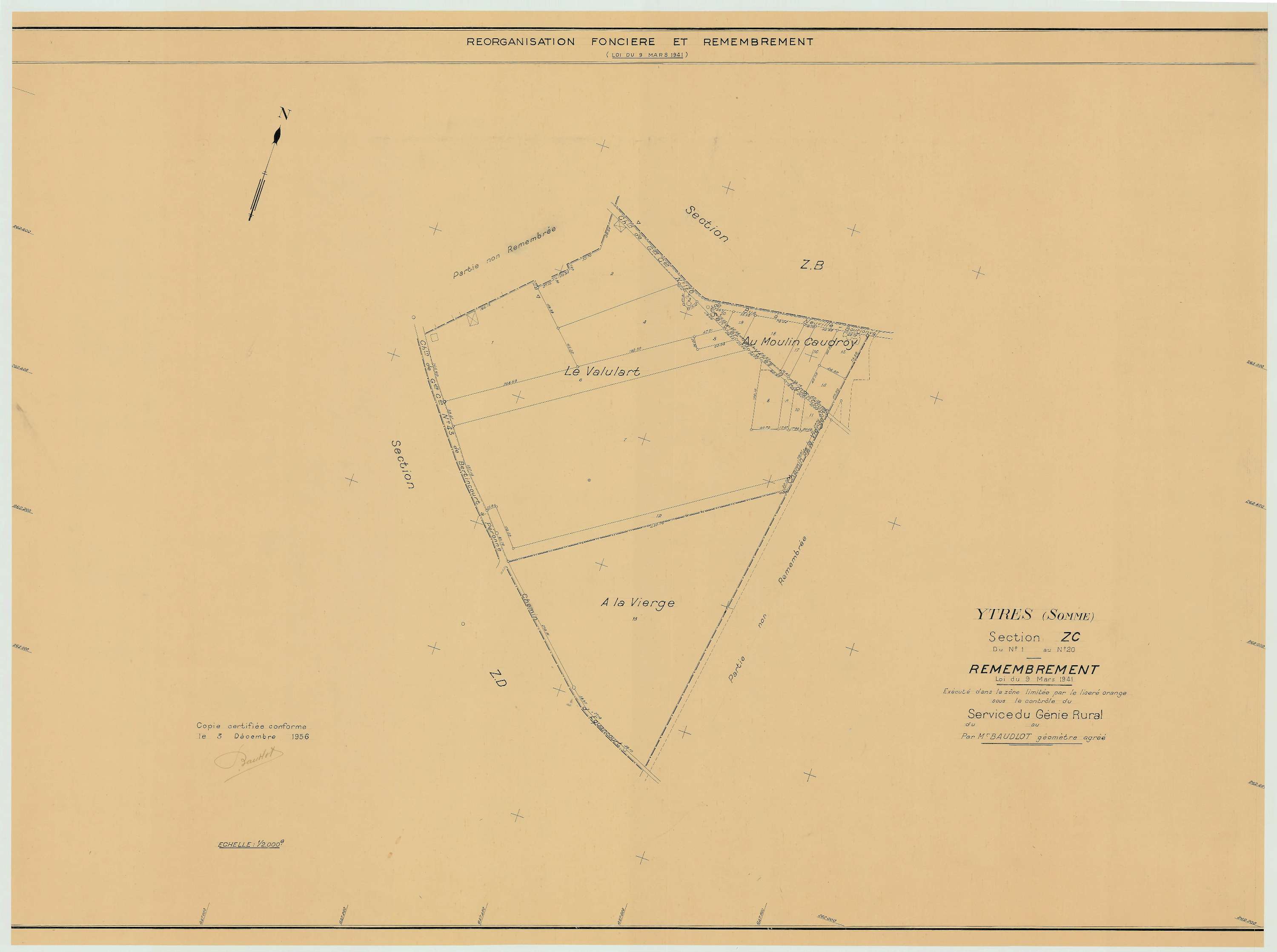 Ytres - Plan de remembrement : section ZC.