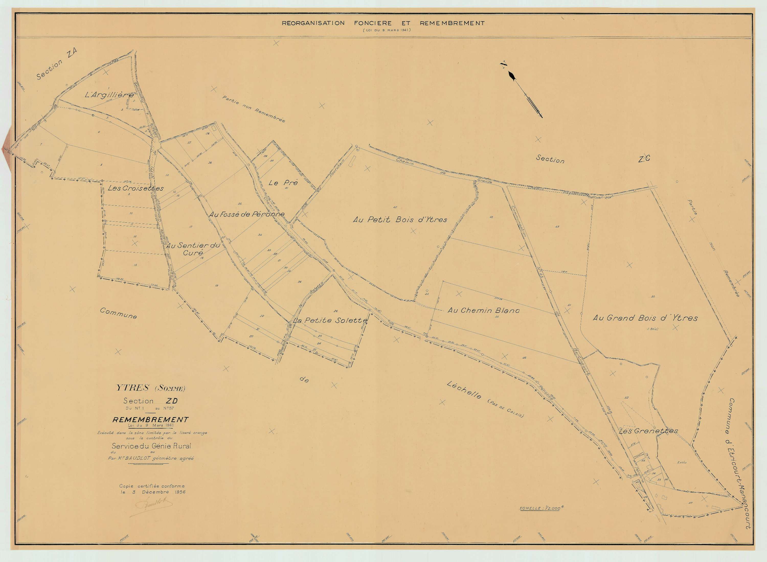 Ytres - Plan de remembrement : section ZD.
