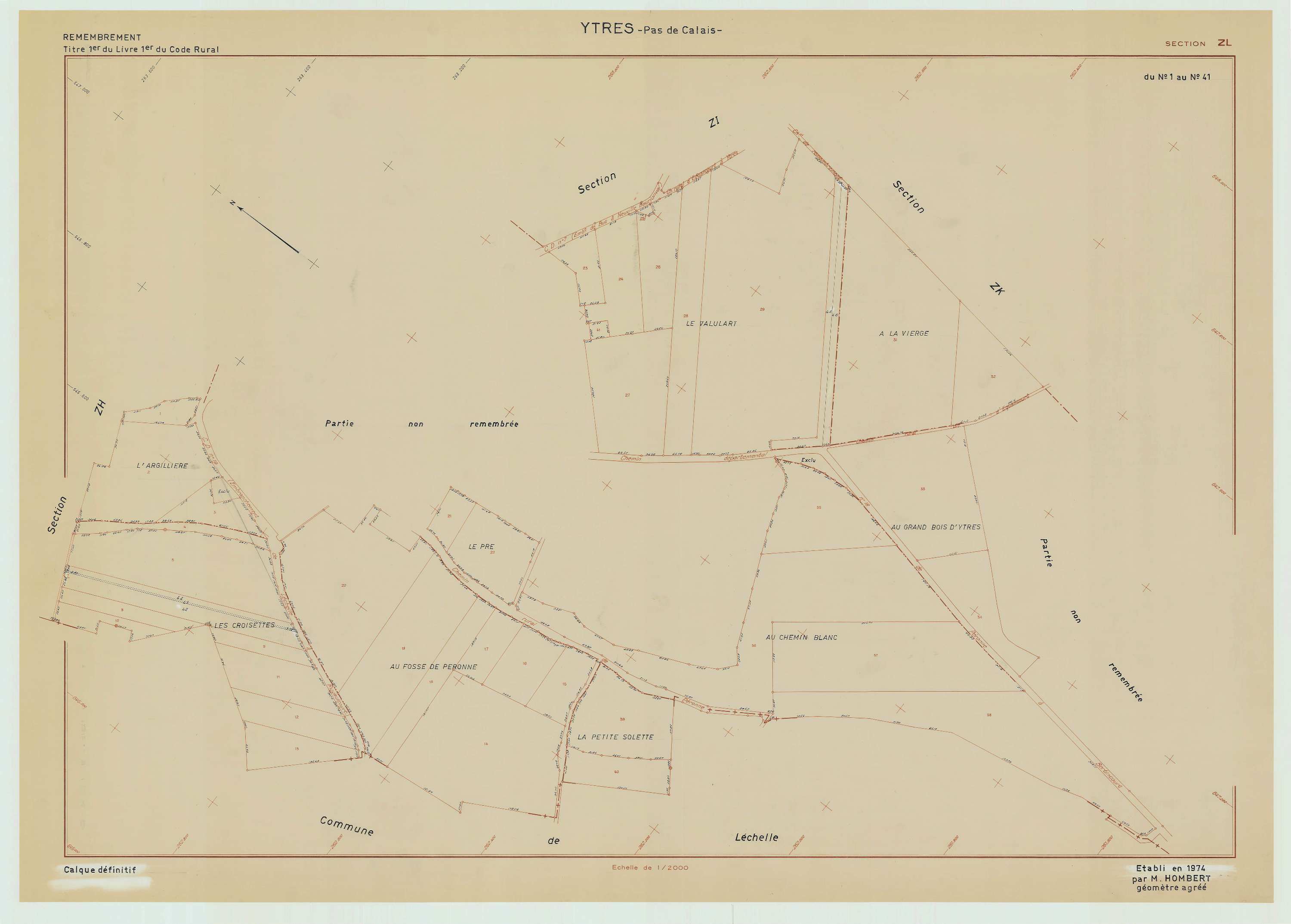 Ytres - Plan de remembrement : section ZL.