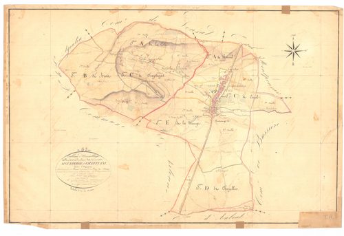 Aigueperse - 53 FI 1      Tableau d'assemblage des plans cadastraux parcellaires des communes d'Aigueperse et Chaptuzat