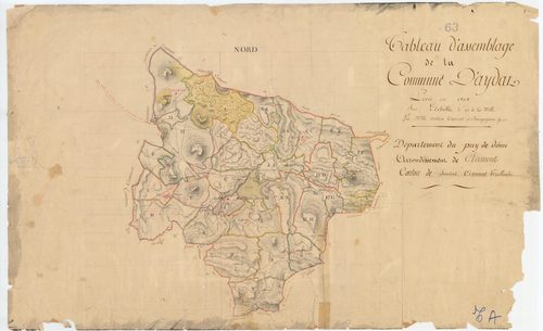Aigueperse - 51 FI 44      Tableau d'assemblage du plan cadastral parcellaire de la commune d'Aydat