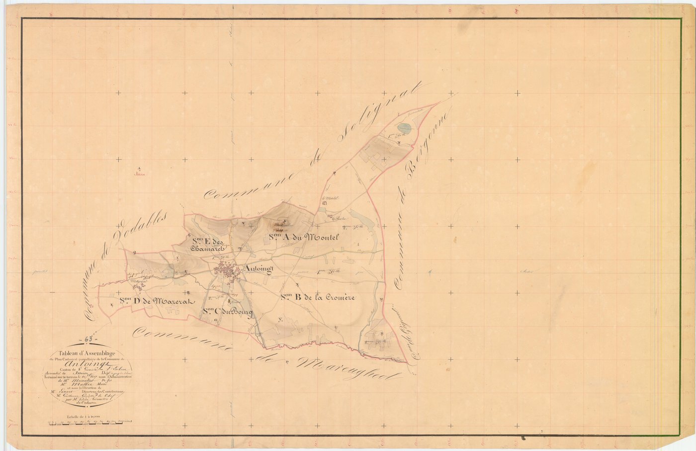Antoingt - 54 Fi 1      Tableau d'assemblage du plan cadastral parcellaire de la commune d'Antoingt
