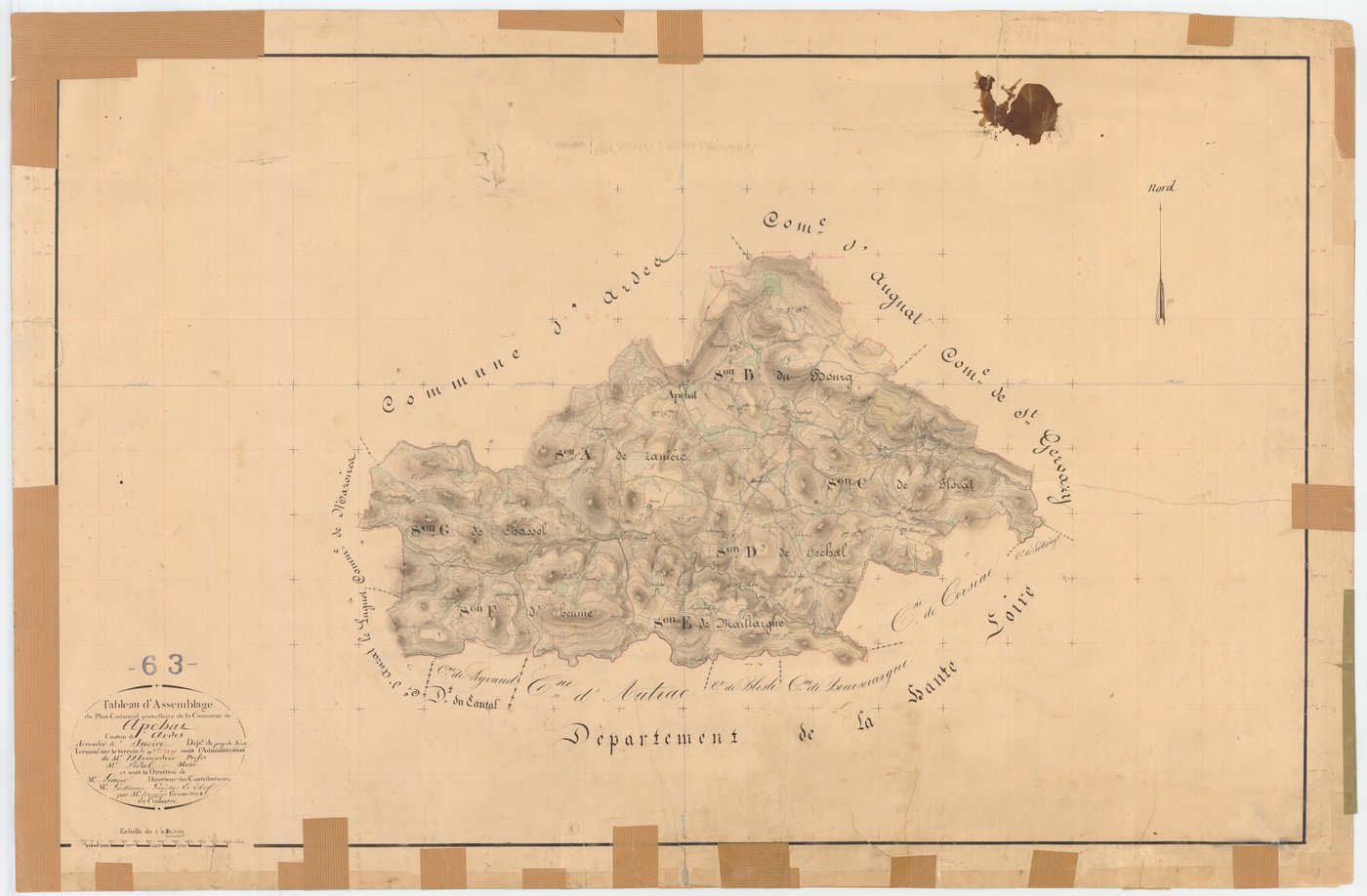 Apchat - 54 Fi 31      Tableau d'assemblage du plan cadastral parcellaire de la commune d'Apchat