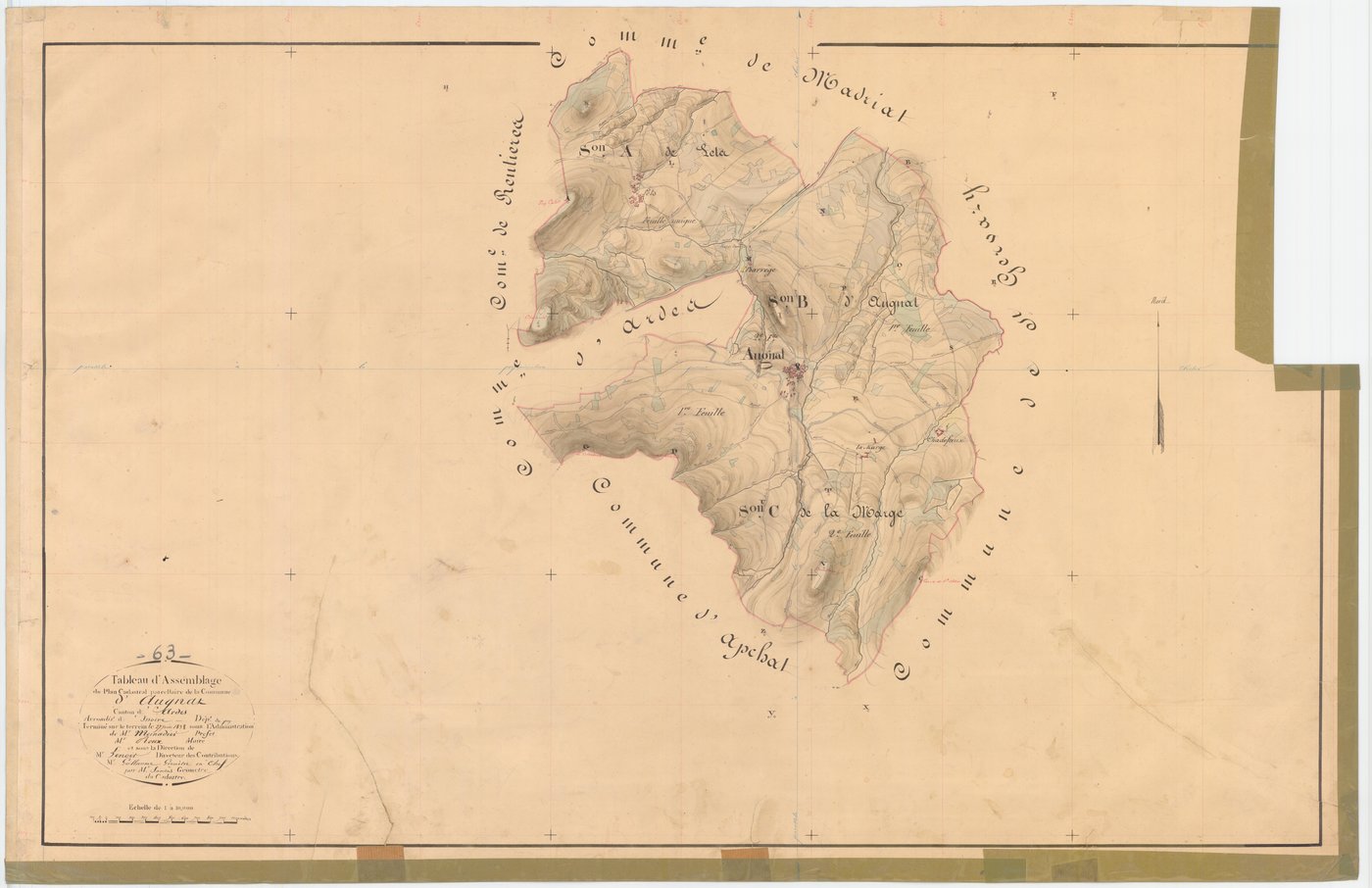 Augnat - 54 Fi 57      Tableau d'assemblage du plan cadastral parcellaire de la commune d'Augnat