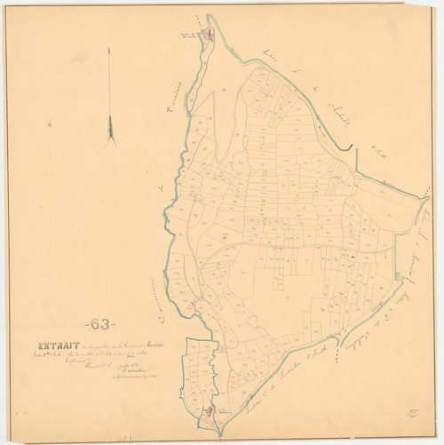 Aurières - 51 FI 33      Section F de Chabodes, 2ème feuille (extrait)
