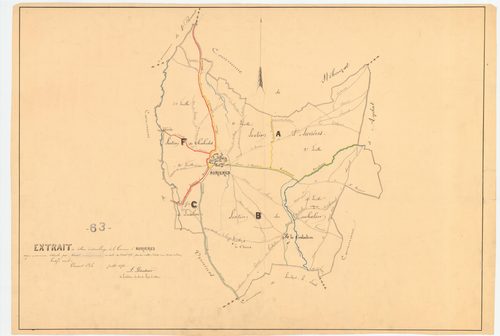 Aurières - 51 FI 26      -Extrait du tableau d'assemblage du plan cadastral parcellaire de la commune de Vernines