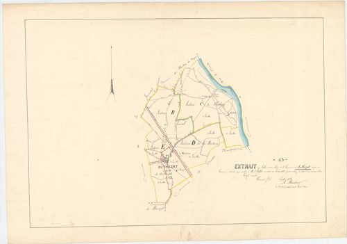 Authezat - 51 FI 34      -Extrait du tableau d'assemblage du plan cadastral parcellaire de la commune d'Authezat
