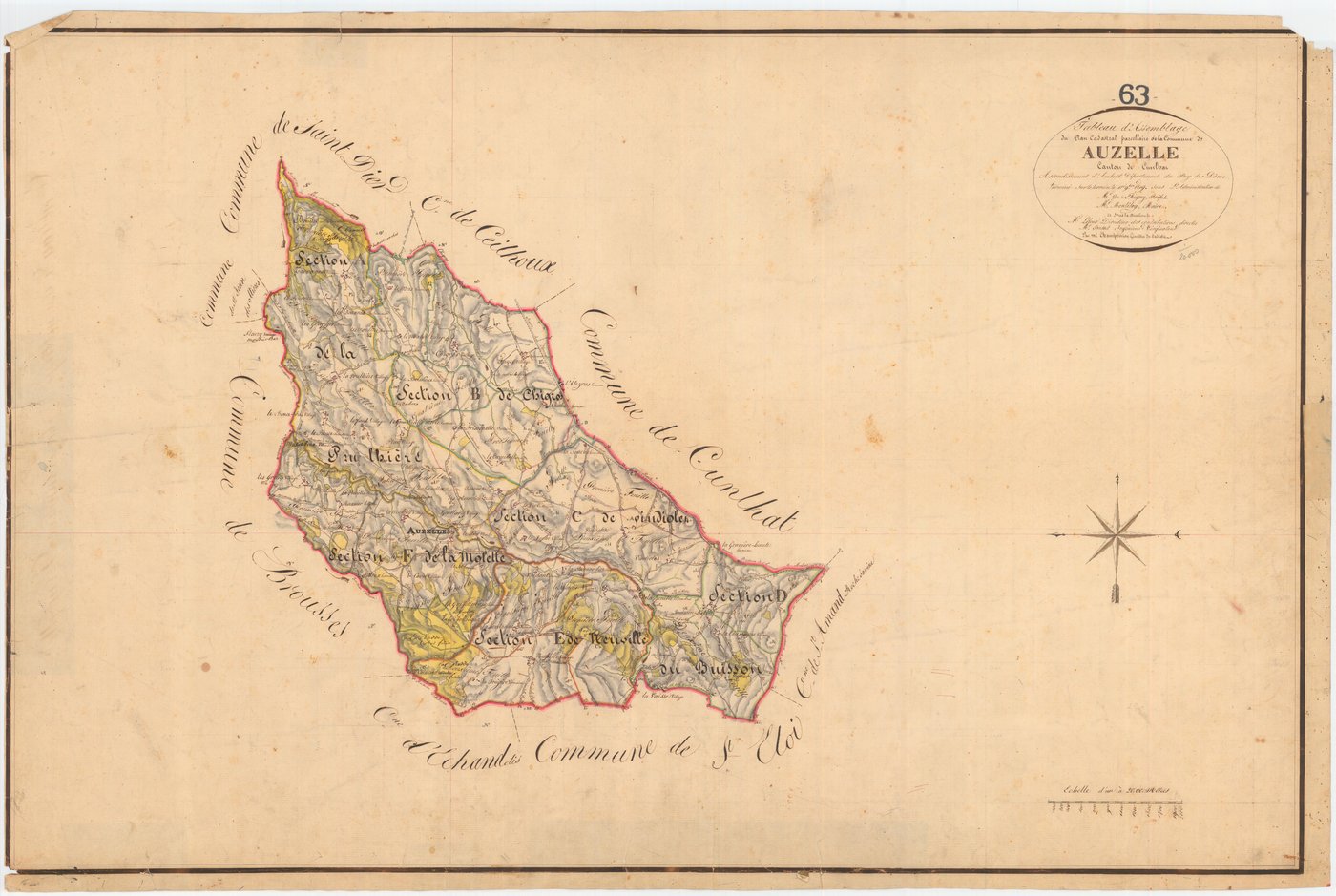Auzelles - 55 FI 92      Tableau d'assemblage du plan cadastral parcellaire de la commune d'Auzelles