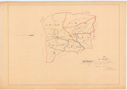 Baffie - 55 FI 112      - Extrait du tableau d'assemblage du plan cadastral parcellaire de la commune de Baffie