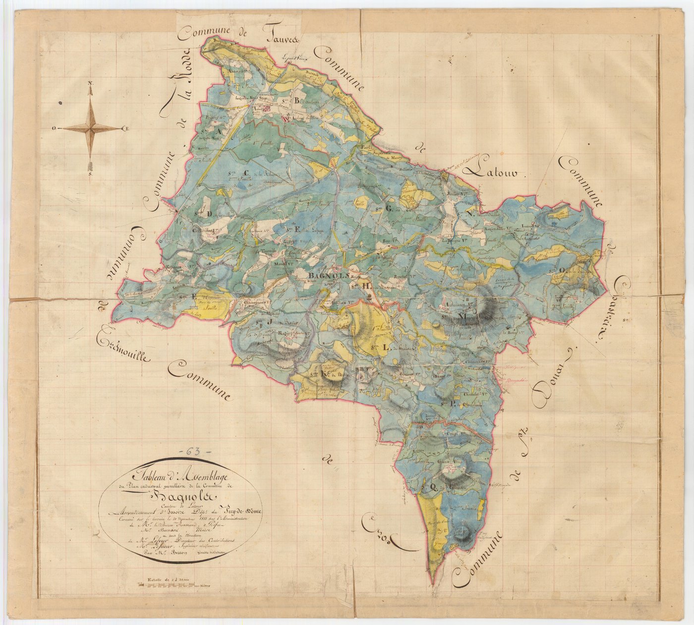 Bagnols - 54 Fi 98      Tableau d'assemblage du plan cadastral parcellaire de la commune de Bagnols