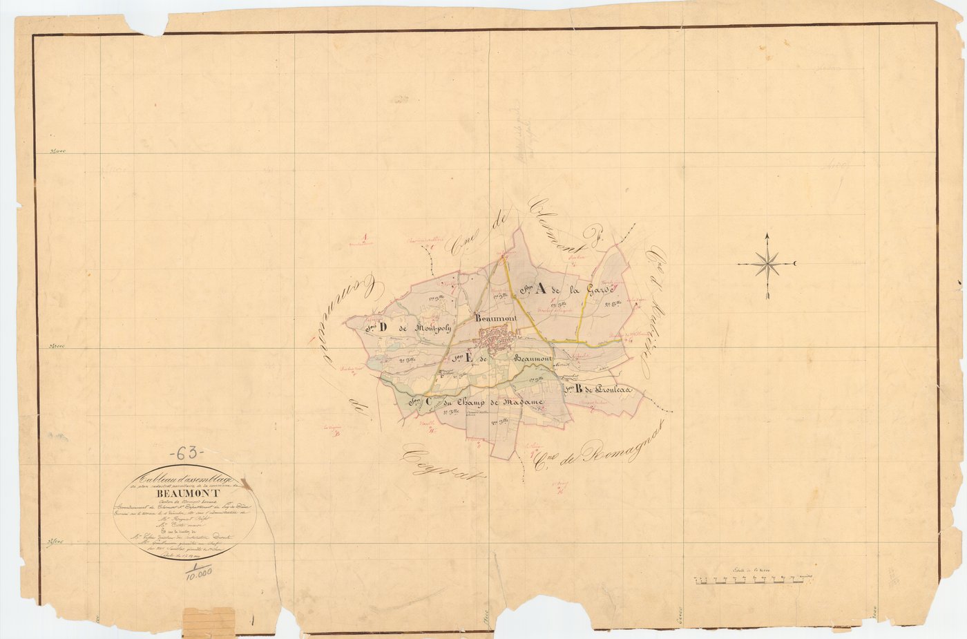Beaumont - 51 FI 73      Tableau d'assemblage du plan cadastral parcellaire de la commune de Beaumont