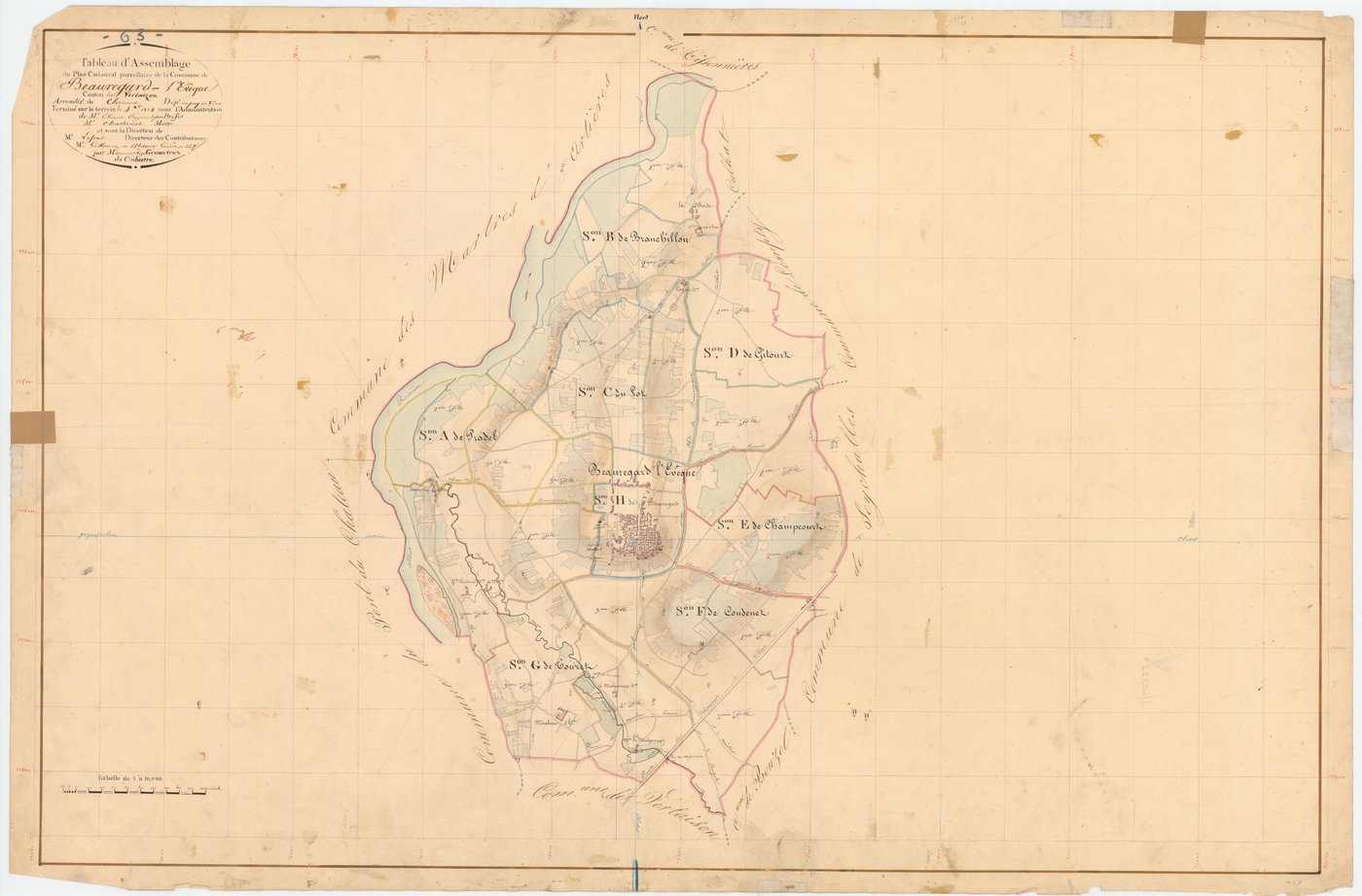 Beauregard-l'Évêque - 51 FI 84      Tableau d'assemblage du plan cadastral parcellaire de la commune de Beauregard-L'Evêque
