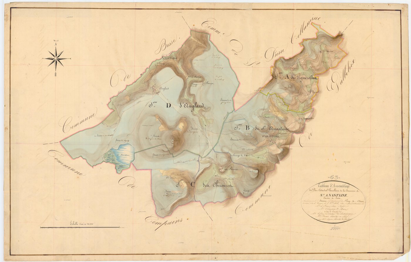 Besse-et-Saint-Anastaise - 54 Fi 724      Tableau d'assemblage du plan cadastral parcellaire de la commune de Saint-Anastaise