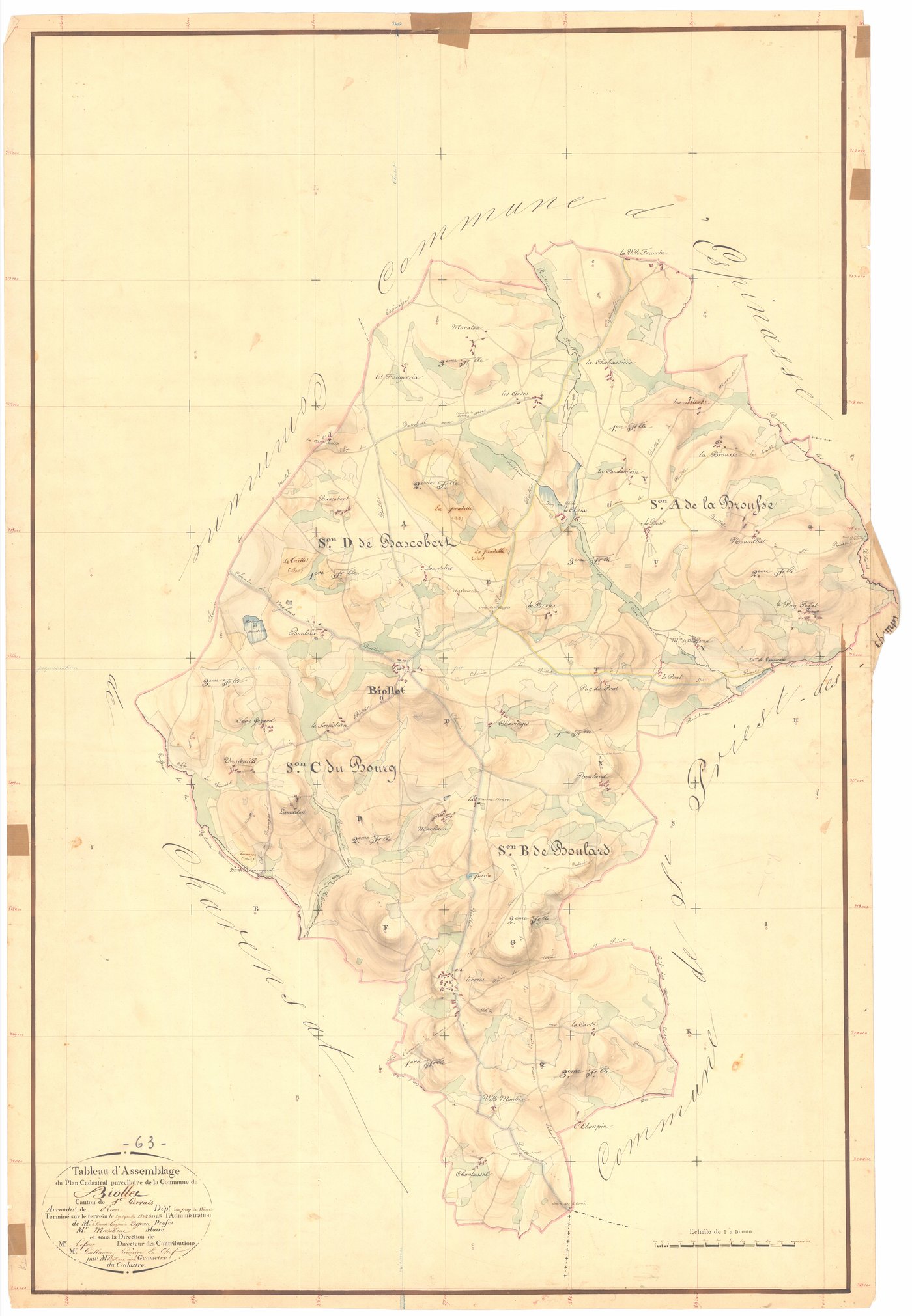 Biollet - 53 FI 90      Tableau d'assemblage du plan cadastral parcellaire de la commune de Biollet