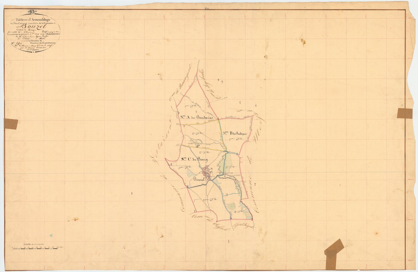 Bouzel - 51 FI 194      Tableau d'assemblage du plan cadastral parcellaire de la commune de Bouzel