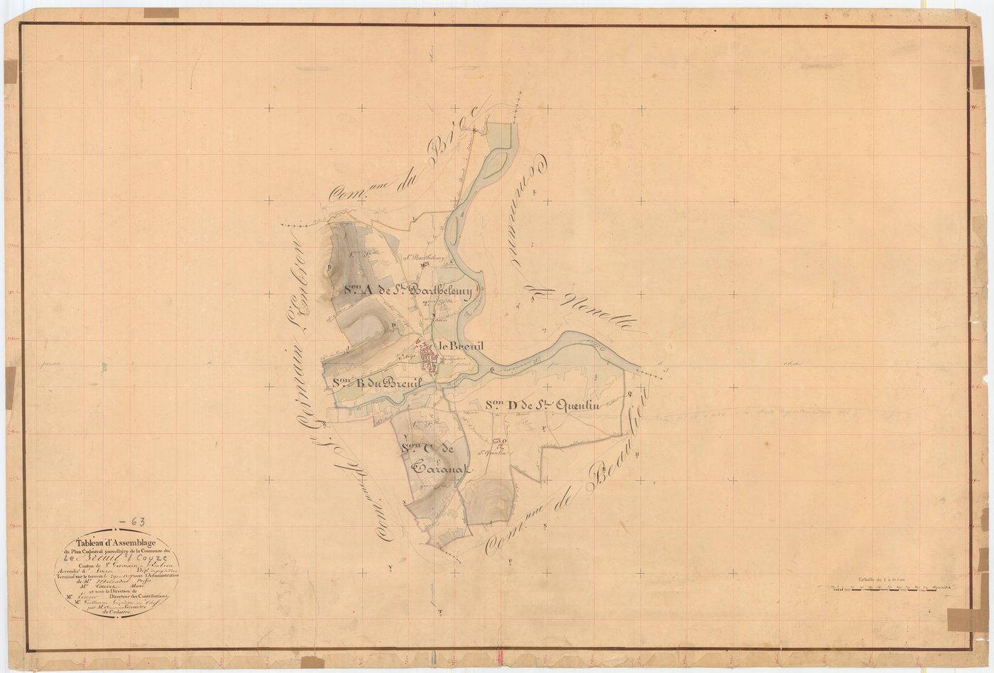 Le Breuil-sur-Couze - 54 Fi 189      Tableau d'assemblage du plan cadastral parcellaire de la commune du Breuil