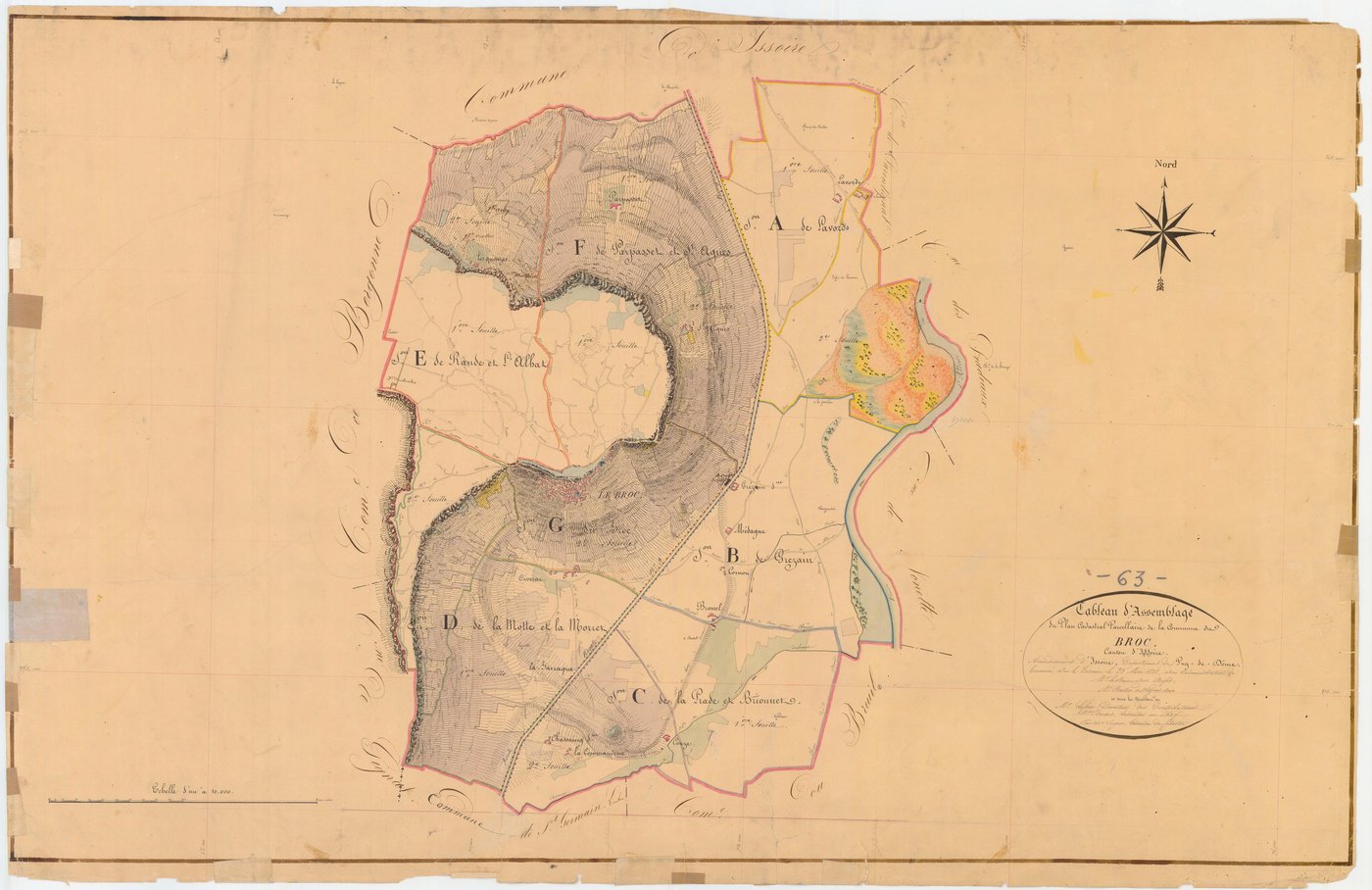Le Broc - 54 Fi 198      Tableau d'assemblage du plan cadastral parcellaire de la commune du Broc