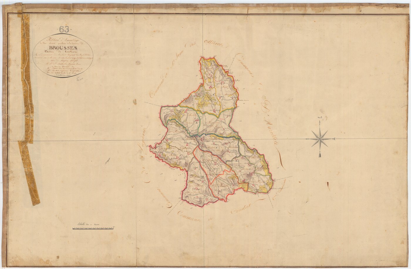 Brousse - 55 FI 141      Tableau d'assemblage du plan cadastral parcellaire de la commune de Brousse