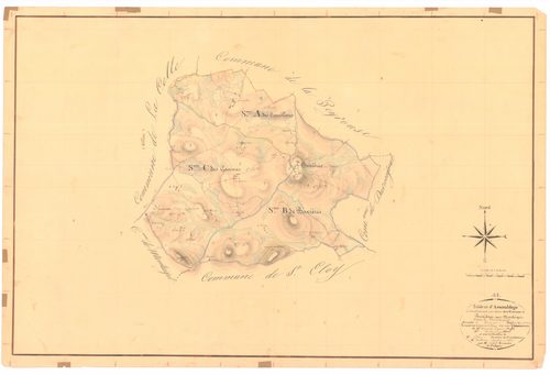 Buxières-sous-Montaigut - 53 FI 146      Tableau d'assemblage du plan cadastral parcellaire de la commune de Buxières-sous-Montaigut