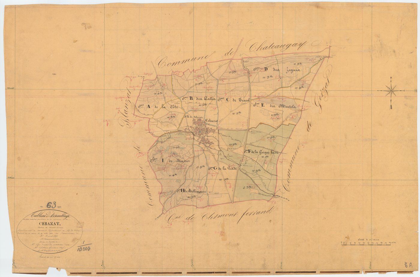 Cébazat - 51 FI 231      Tableau d'assemblage du plan cadastral parcellaire de la commune de Cébazat