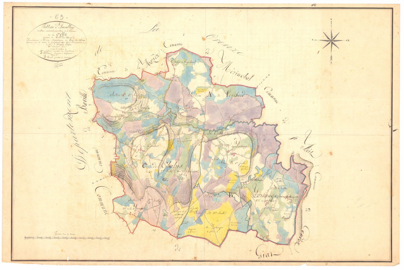 La Celle - 53 FI 152      Tableau d'assemblage du plan cadastral parcellaire de la commune de La Celle