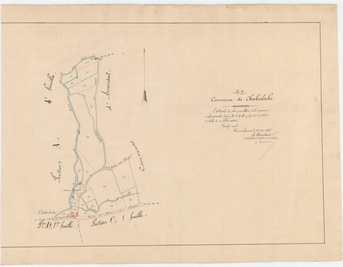 Chabreloche - 55 FI 198      Extrait du plan parcellaire d'Arconsat, section B, 2ème feuille